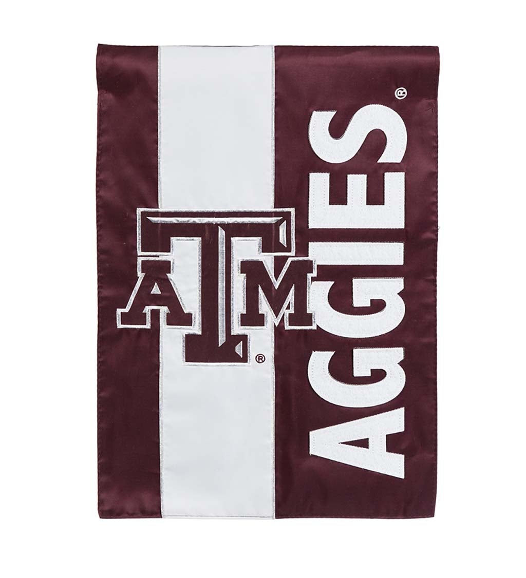 Texas A & M Mixed-Material Embellished Appliqué Garden Flag