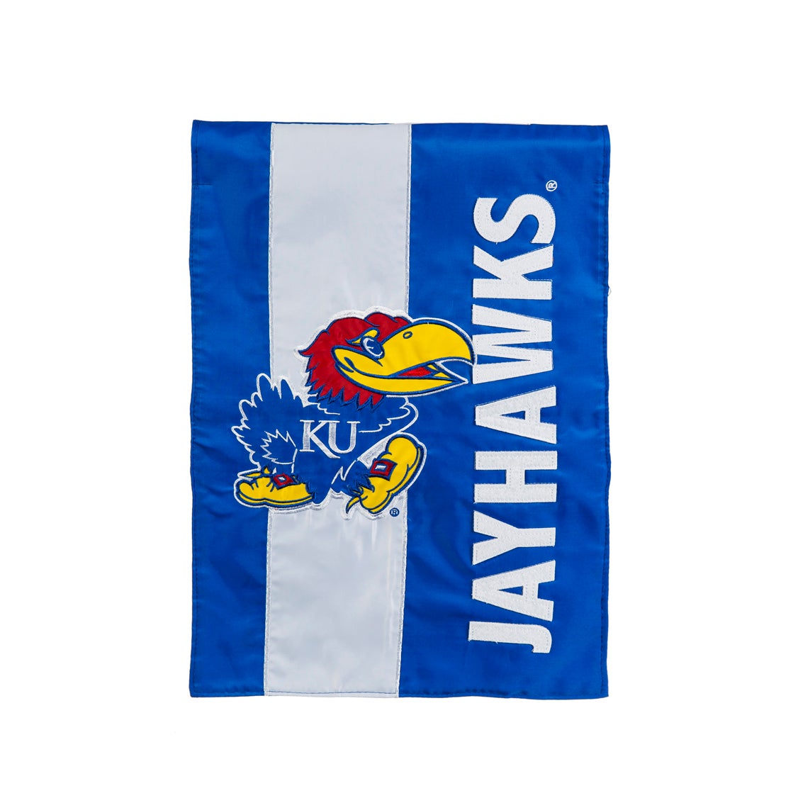 University of Kansas Mixed-Material Embellished Appliqué Garden Flag