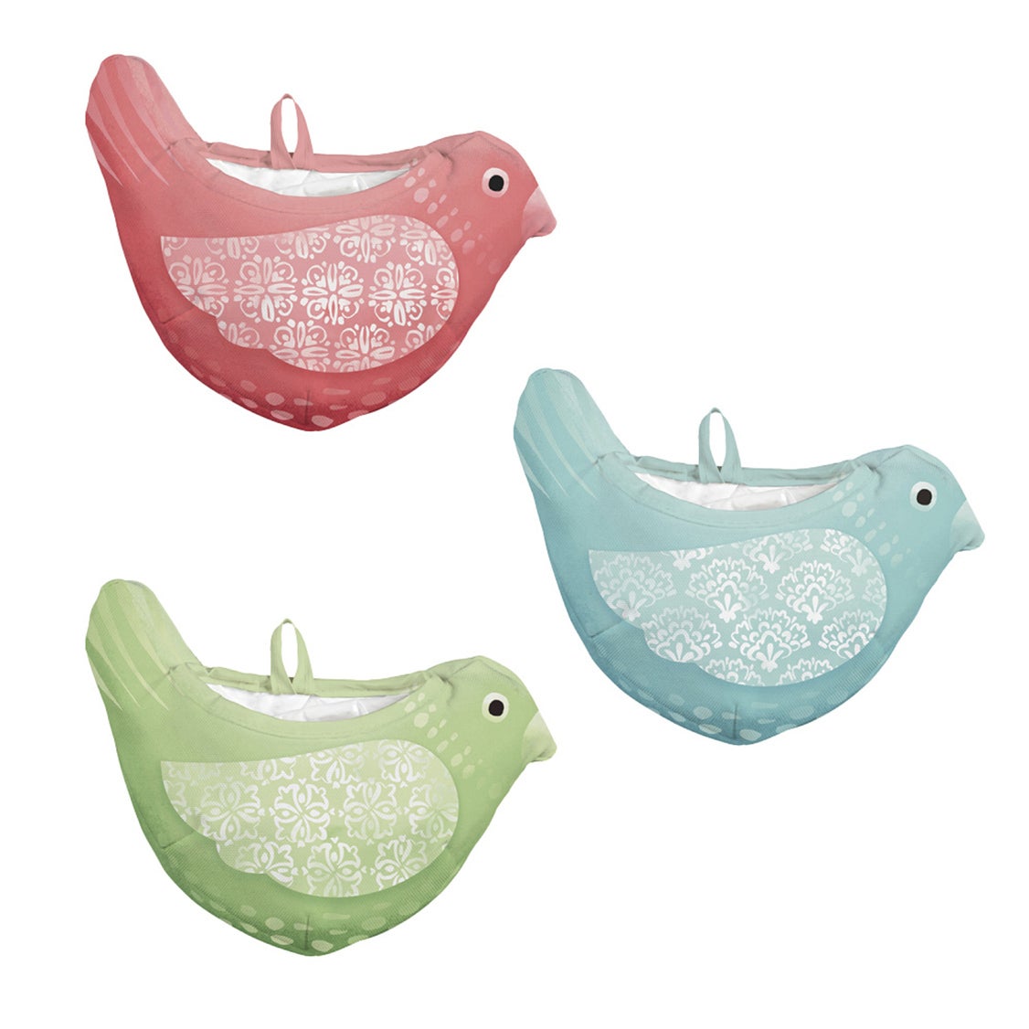 Whimsical Bird Fabric Wall Planters, Set of 3