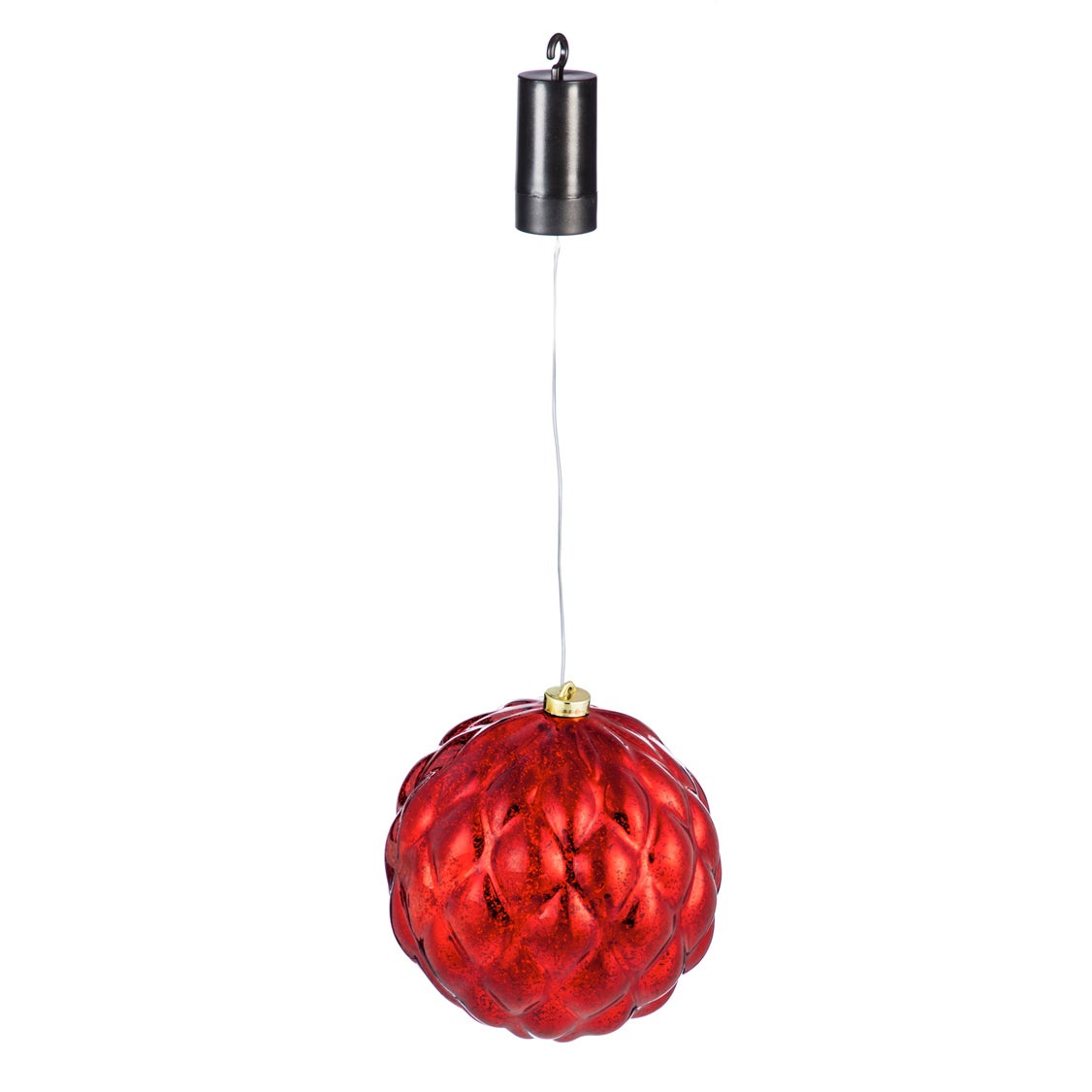 8" Shatterproof Outdoor Safe Battery Operated LED Ball Ornament, Red