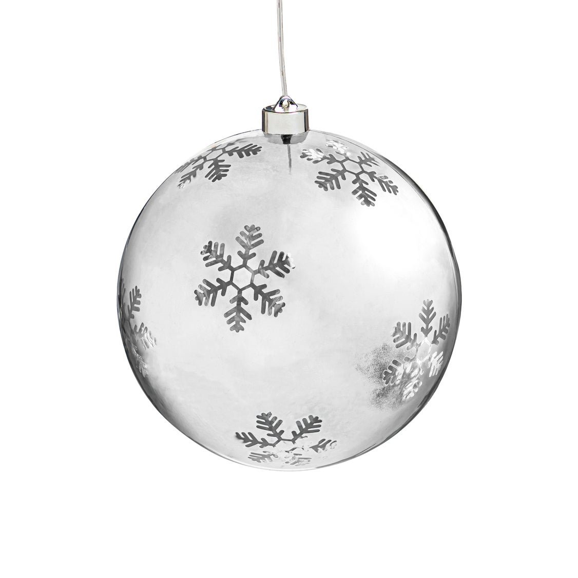 8" Shatterproof Battery Operated Ornament with Snowflakes, Silver