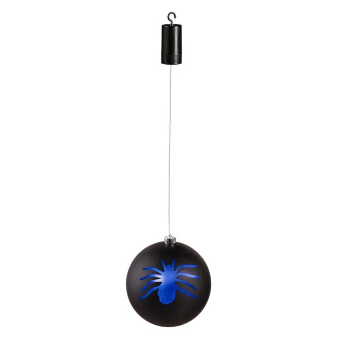 8" Shatterproof Battery Operated LED Ornament with Giant Spiders, Black