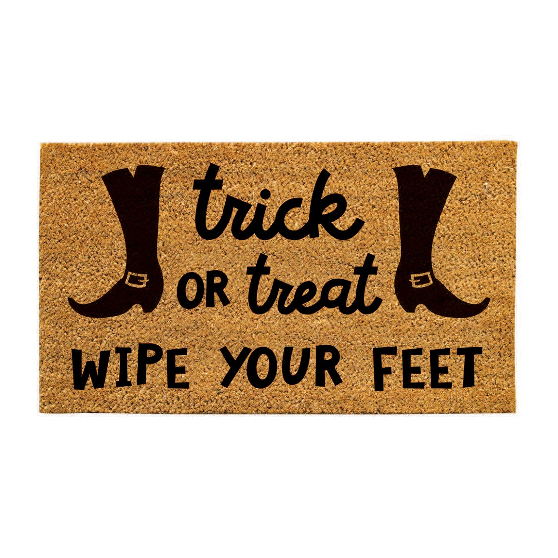 28" x 16" Nature Coir Mat, Trick or Treat Wipe Your Feet