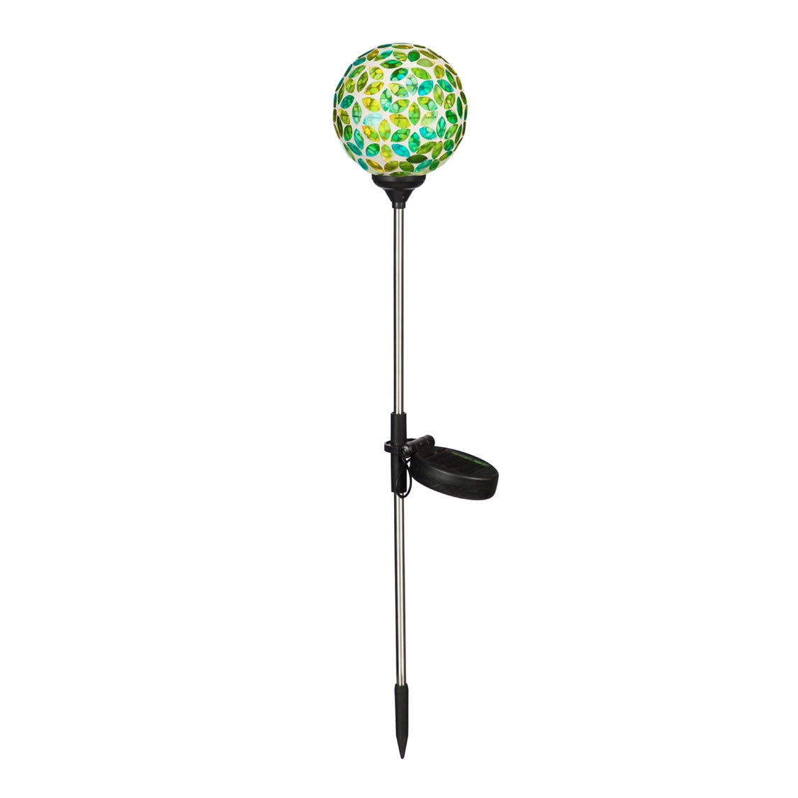 Green & Blue Mosaic Globes Solar Garden Stake