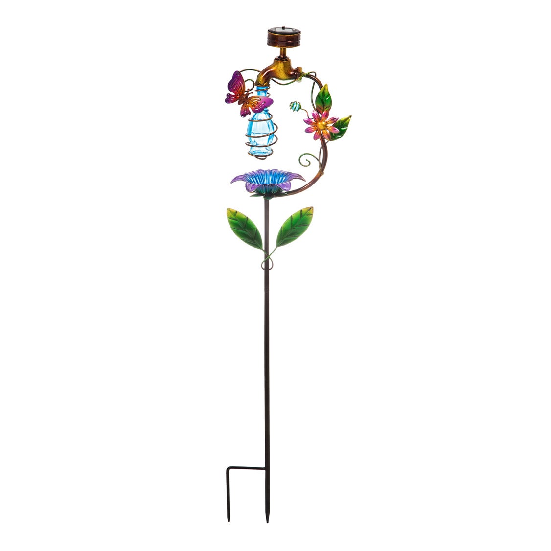 34.5"H Solar Garden Faucet Garden Stake, Butterfly