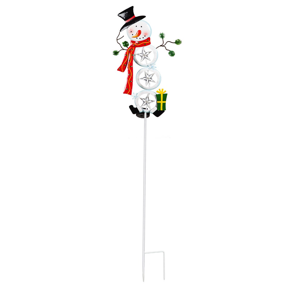 38"H Color Changing Stacked Snowman Solar Garden Stake, Star