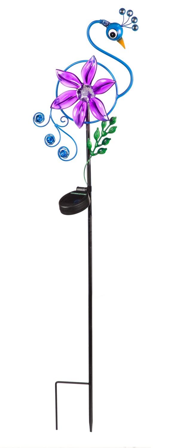 35"H Solar Peacock Bobble Garden Stake