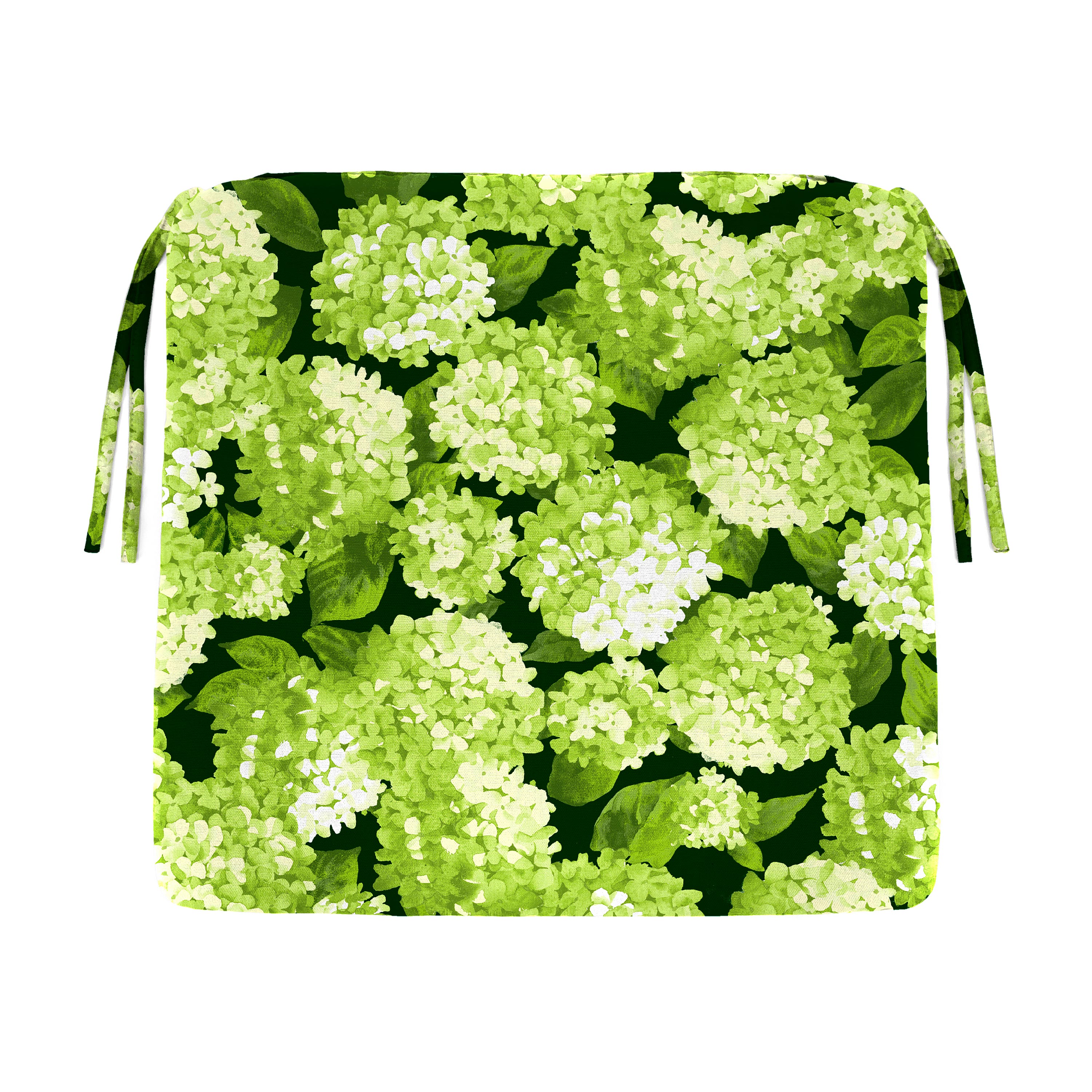 Outdoor Chair Cushions w/Ties, 20 3/4" x 20", Forest Hydrangea
