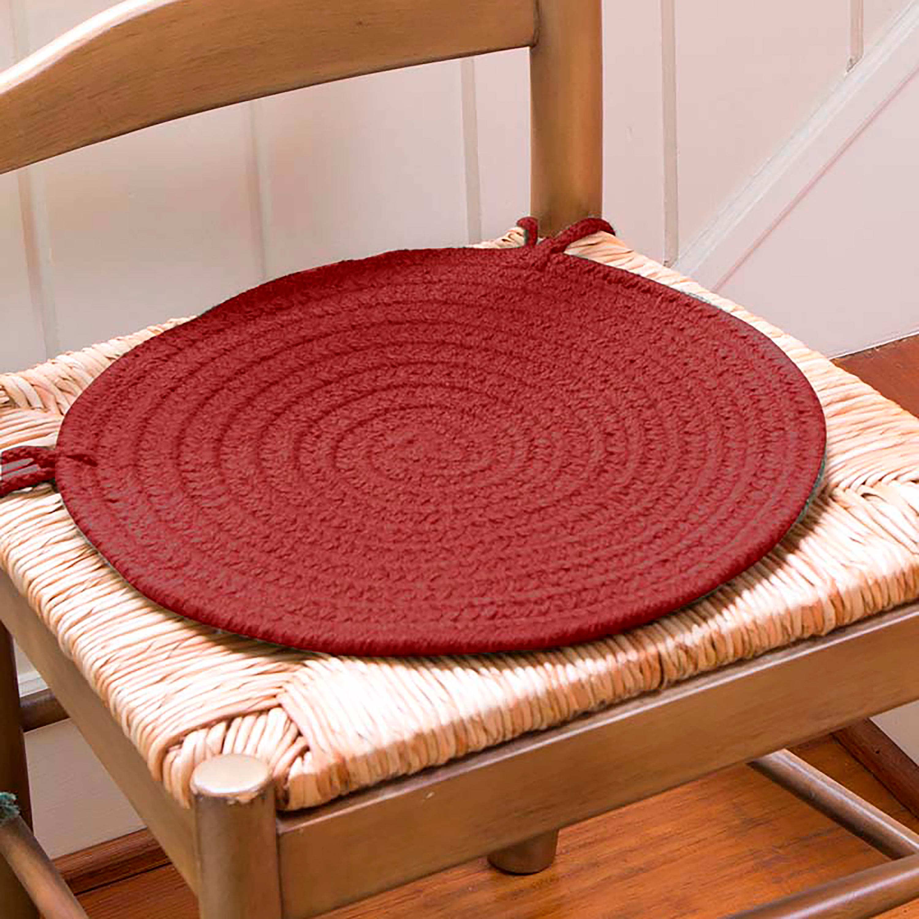 Image of 15" Dia. Color Country Classic Braided Polypro Chair Pad, in Burgundy
