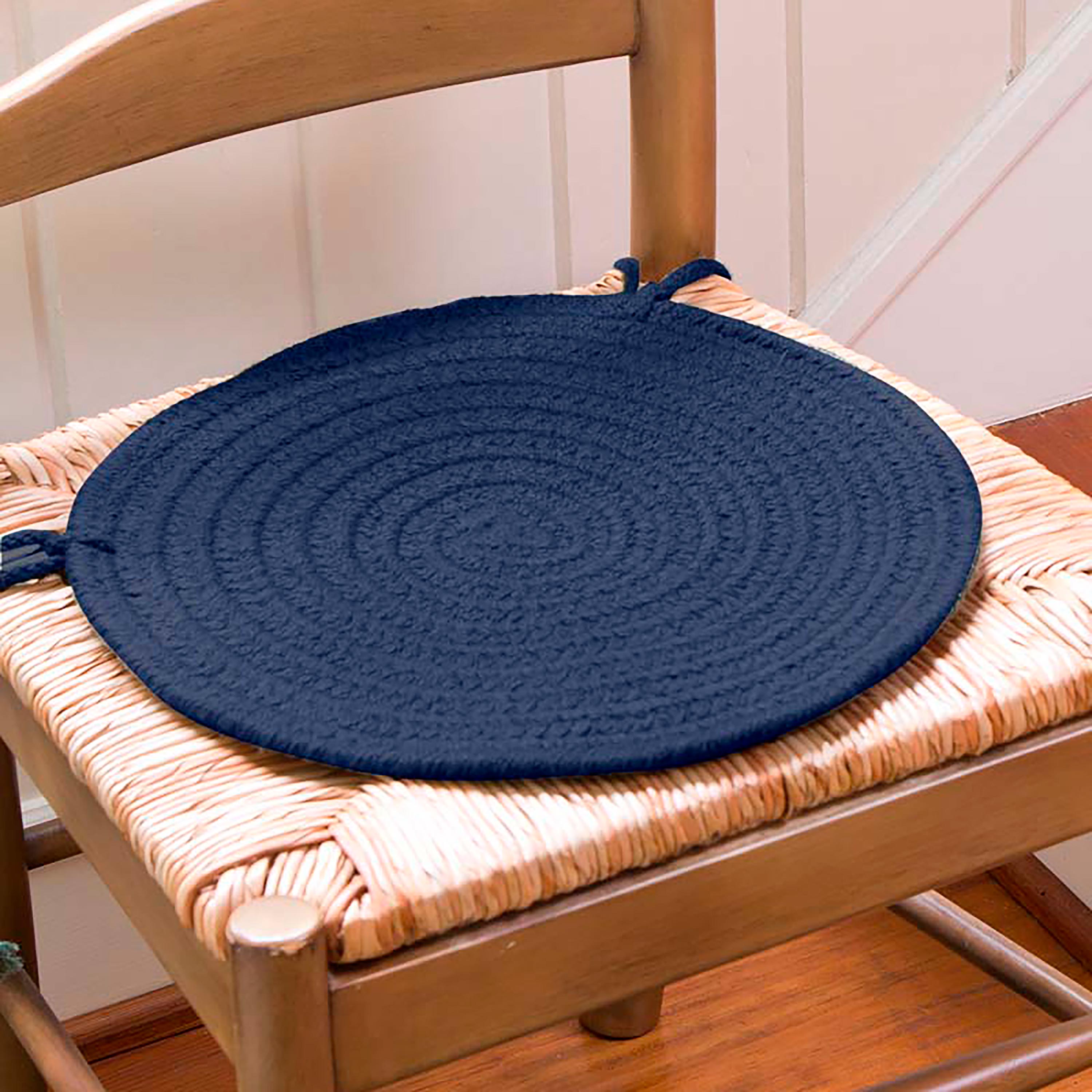 Image of 15" Dia. Color Country Classic Braided Polypro Chair Pad, in Navy