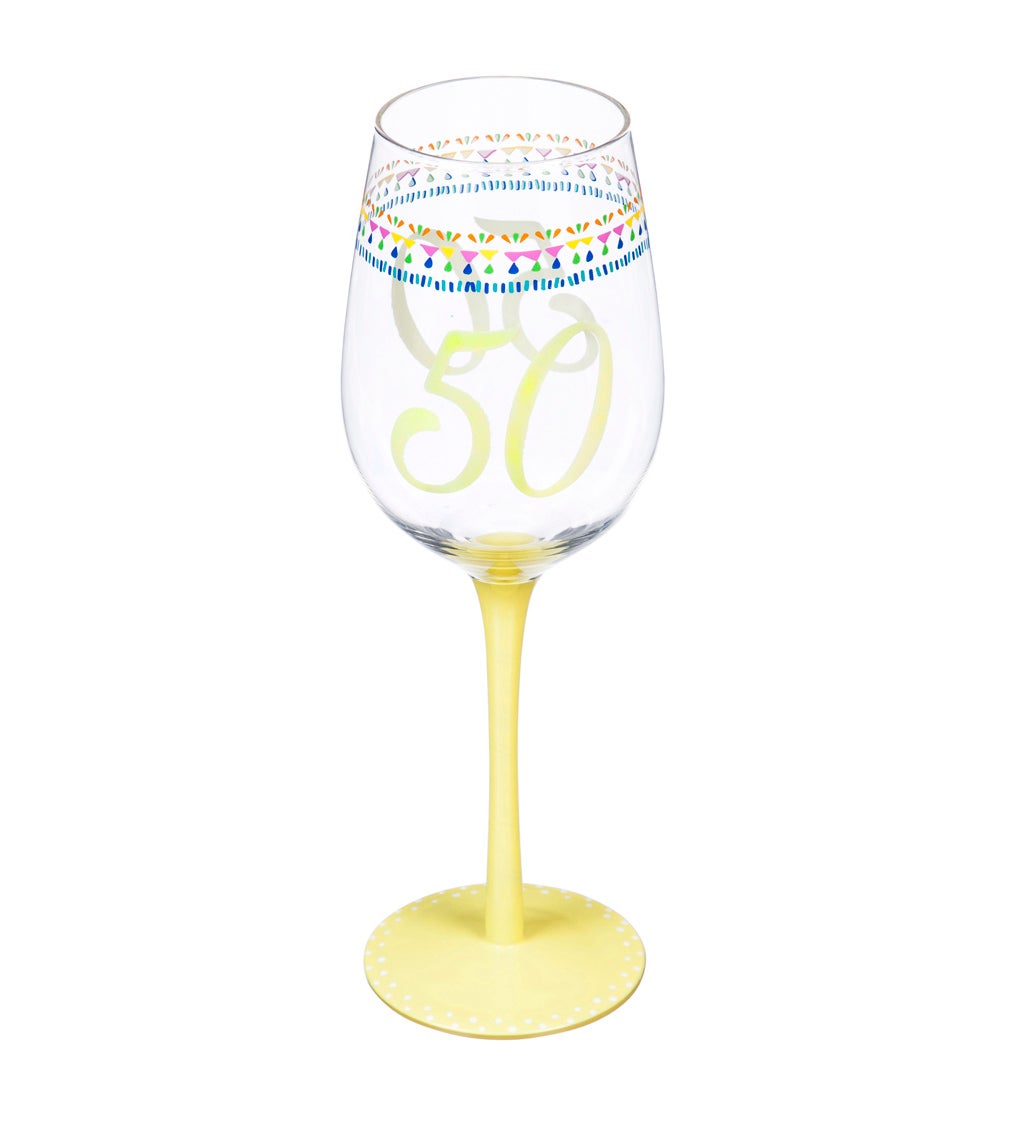 Color Changing Wine Glass, 12 Oz, Birthday Confetti 50th