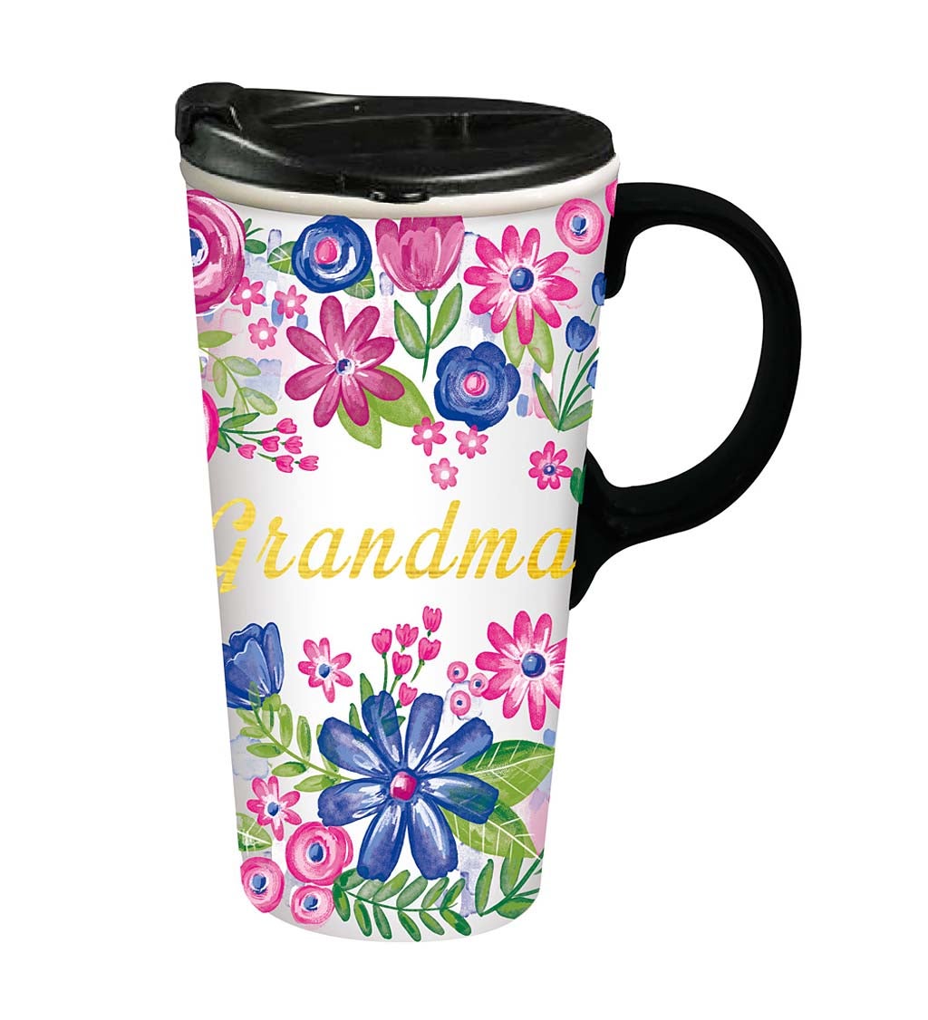 Grandma Ceramic Travel Coffee Cup