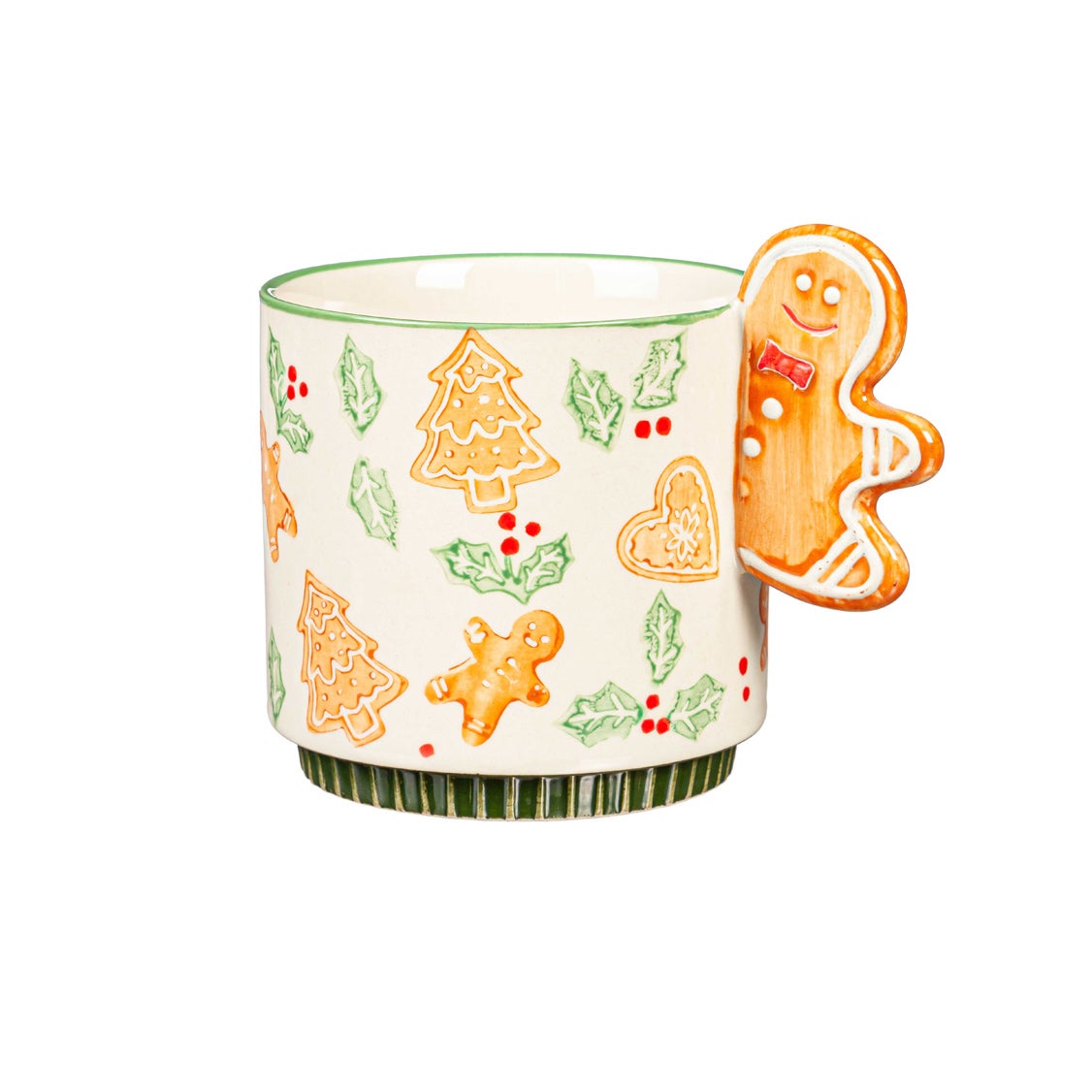 15oz Ceramic Cup, Gingerbread Man Handle
