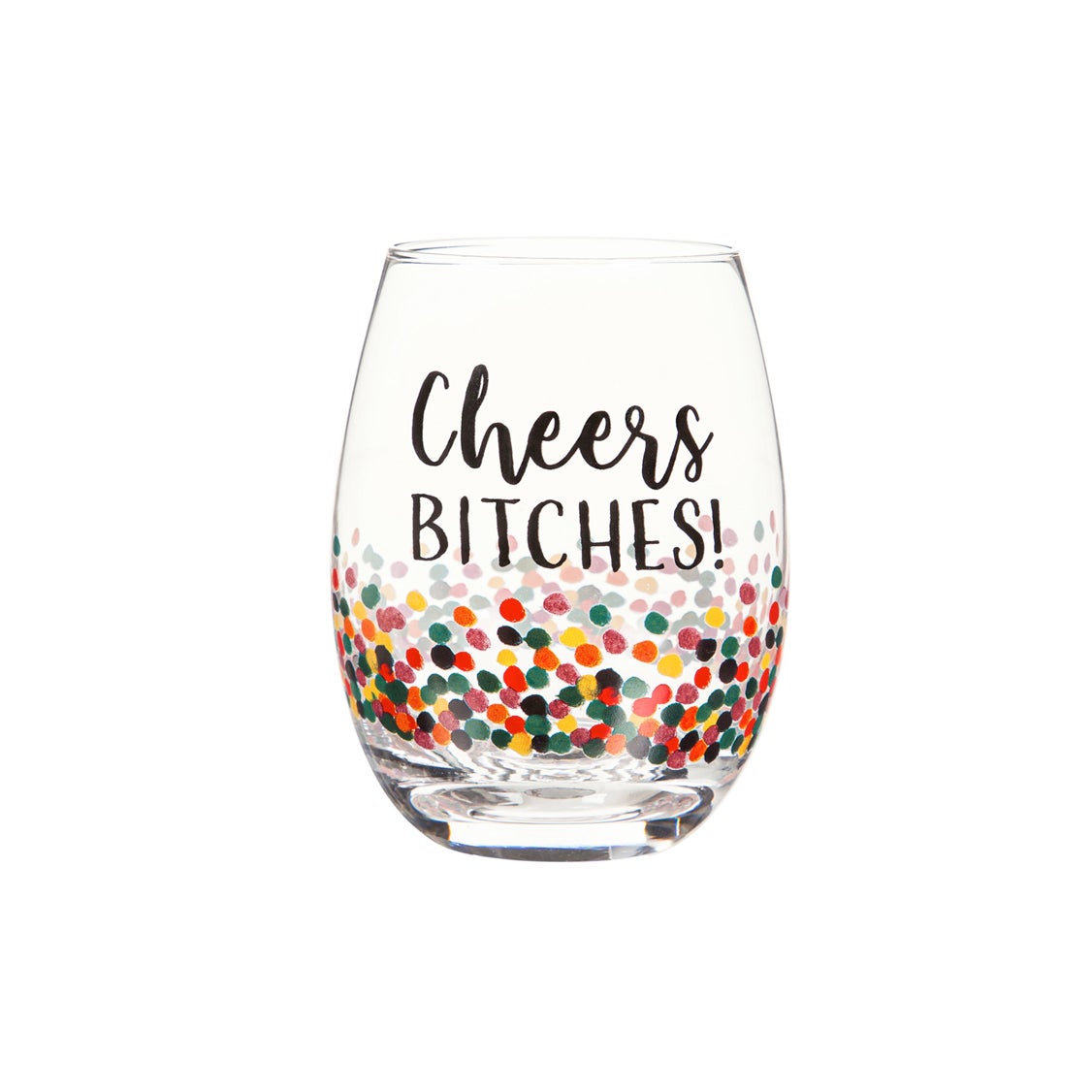 17 OZ Stemless Wine Glass w/Box, Cheers Bitches