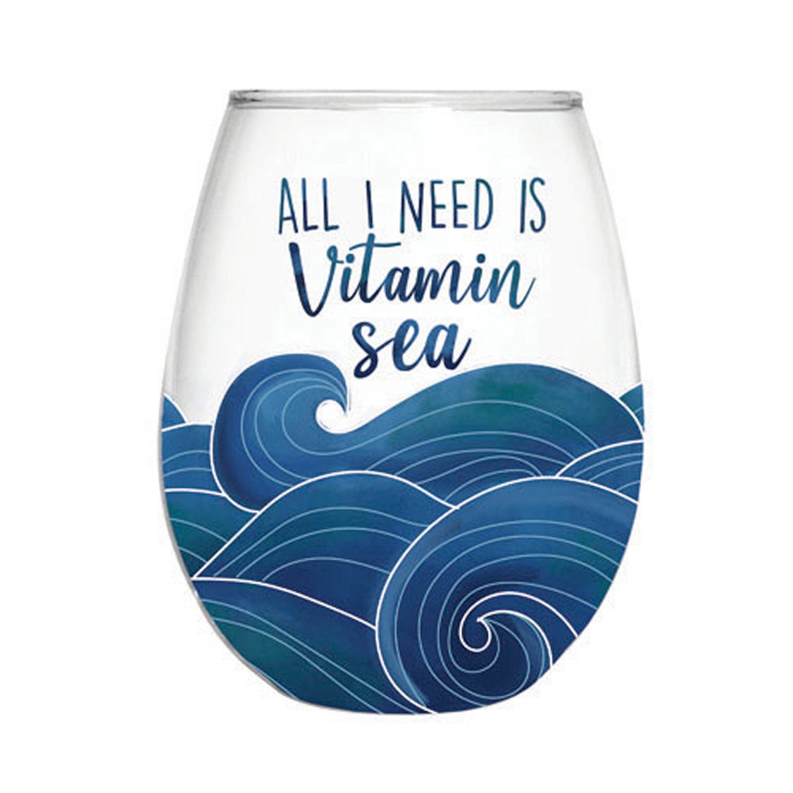17 OZ Stemless Glass w/Box, All I need is Vitamin Sea