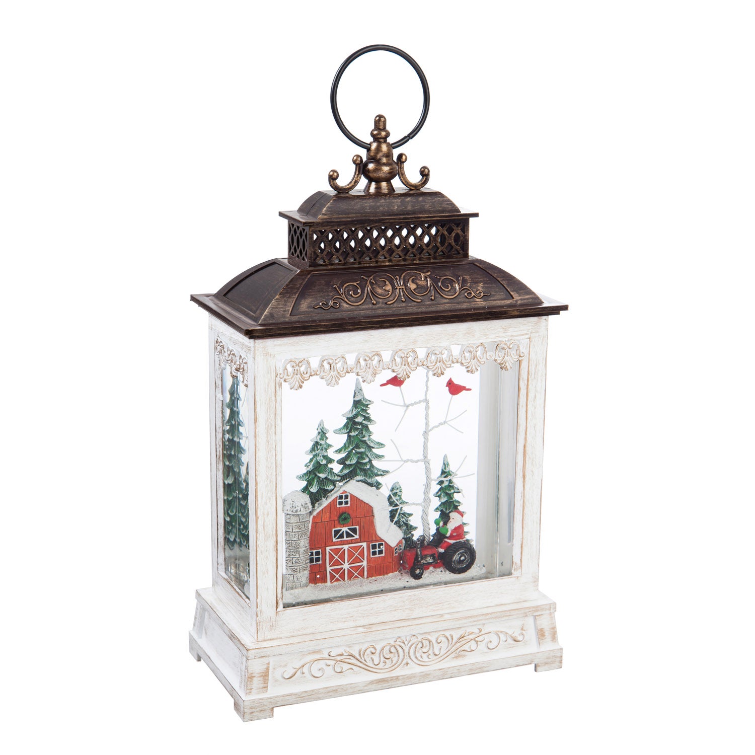 11'' Tall LED Musical Lantern with Spinning Action and Timer Function Table Decor, Winter Barn