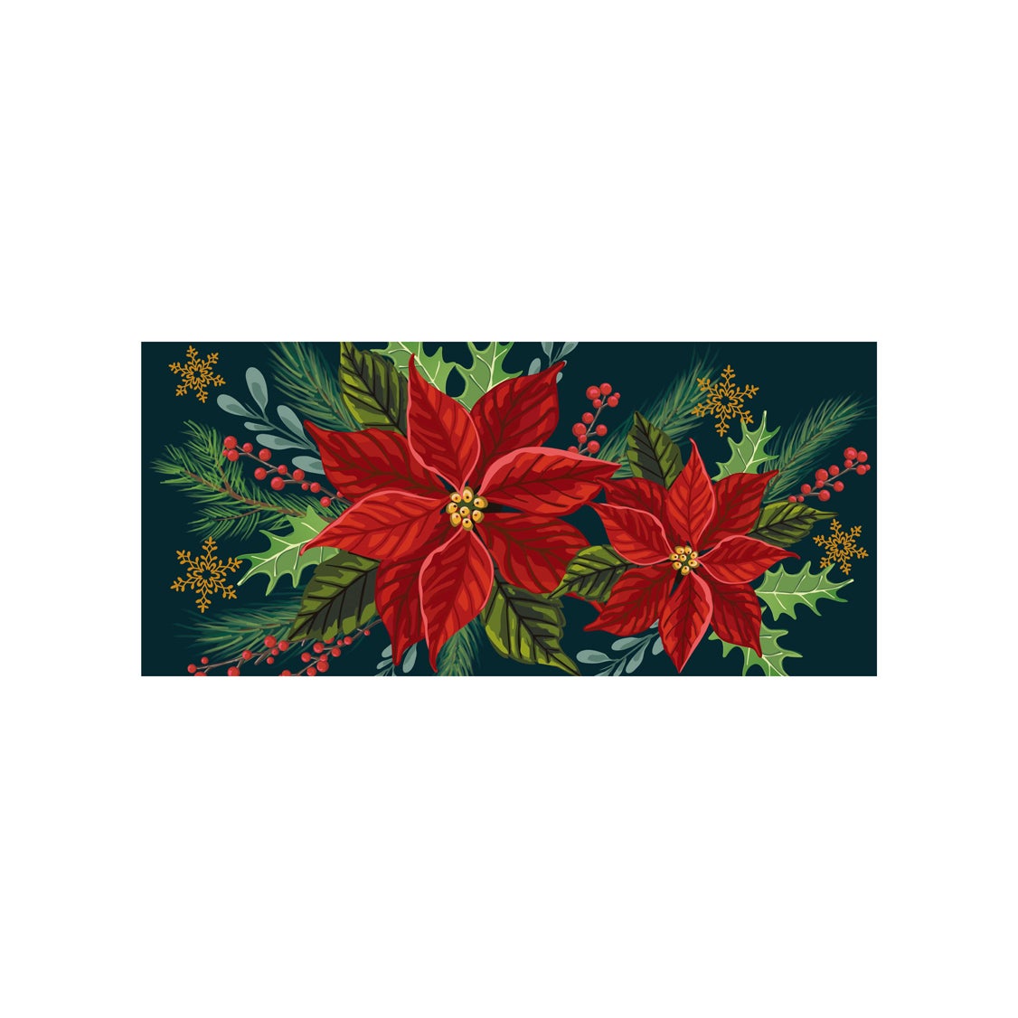 Happy Holidays Poinsettia Sassafras Mat