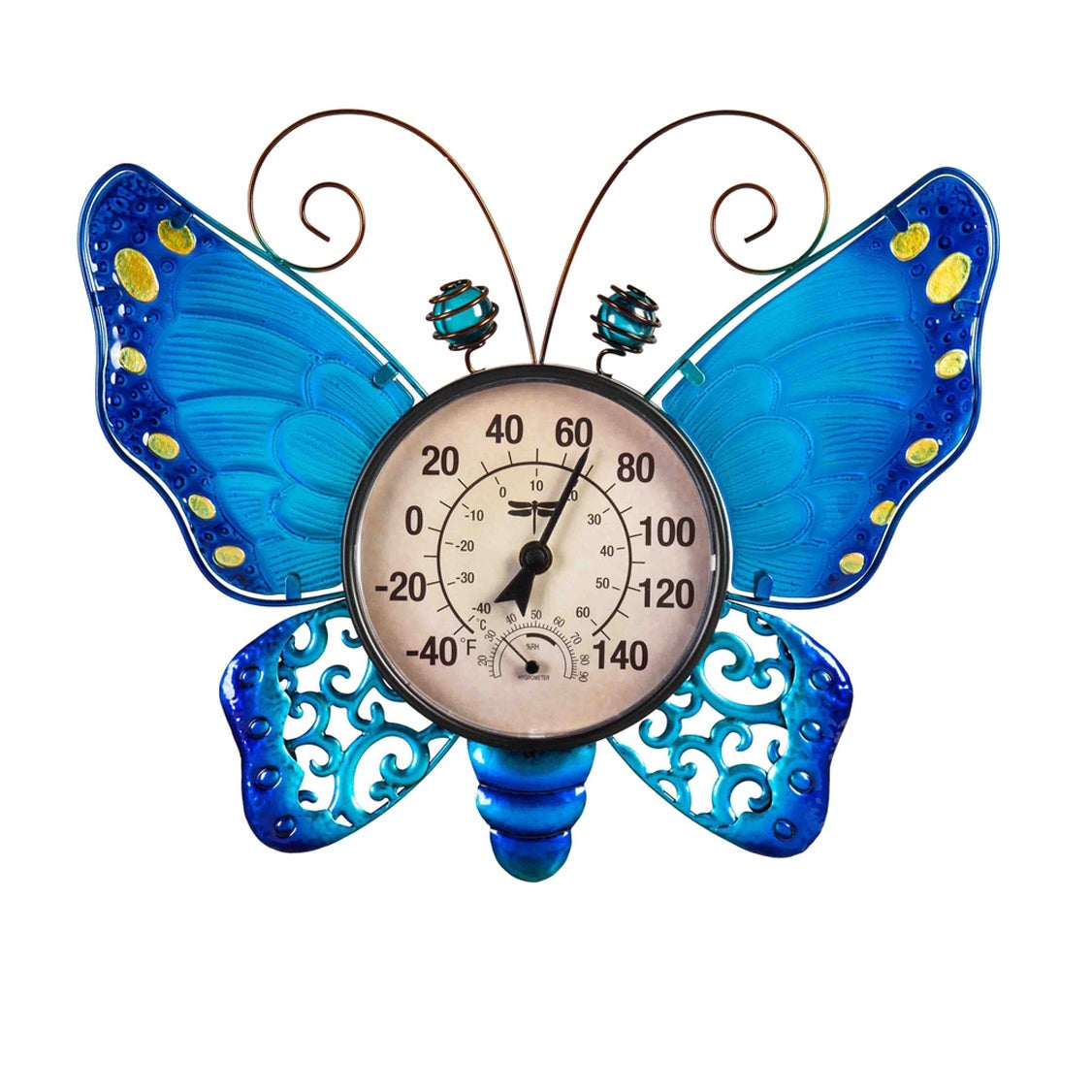 Butterfly Outdoor Wall Thermometer, Blue