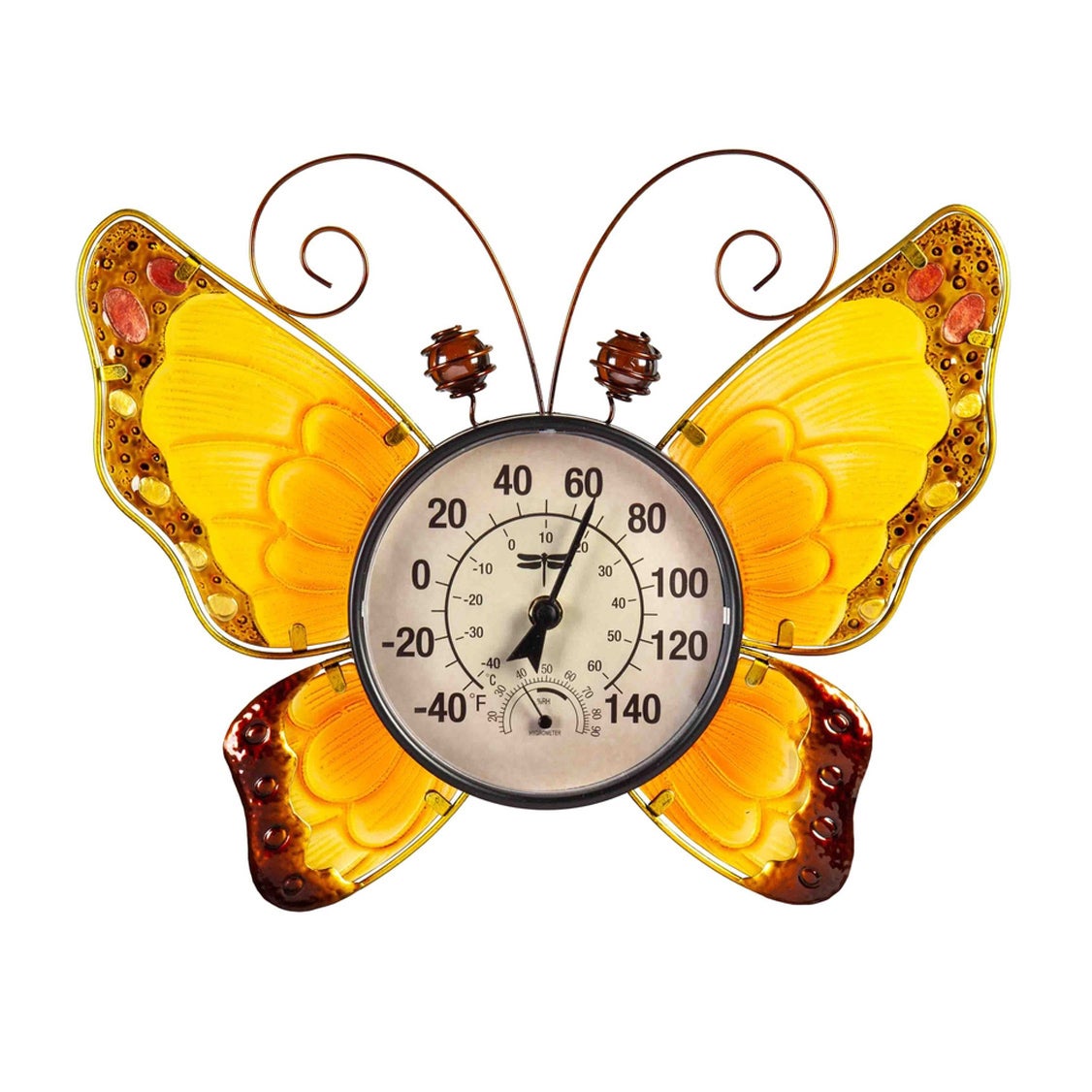 Butterfly Outdoor Wall Thermometer, Yellow