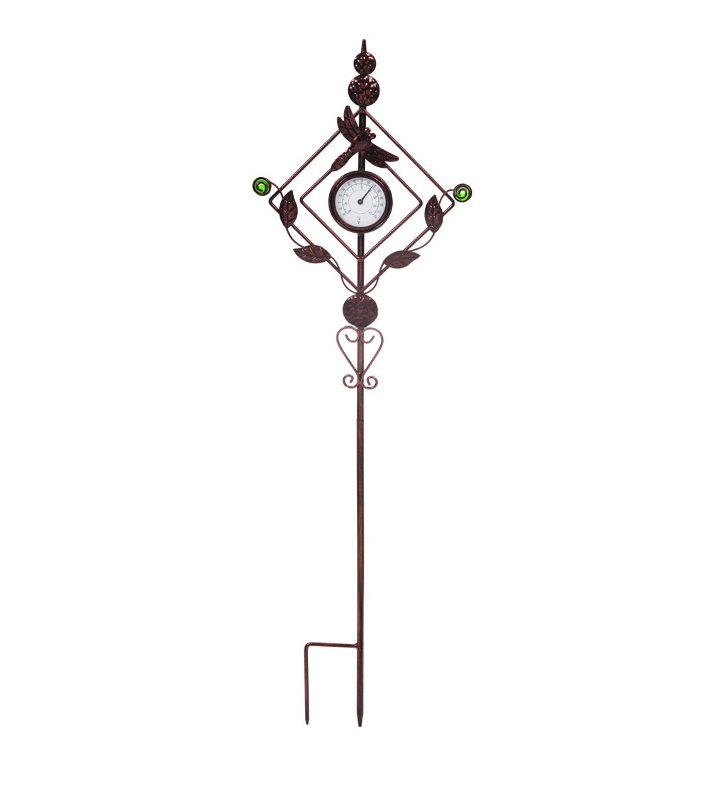 32"H Thermometer Dragonfly Garden Stake