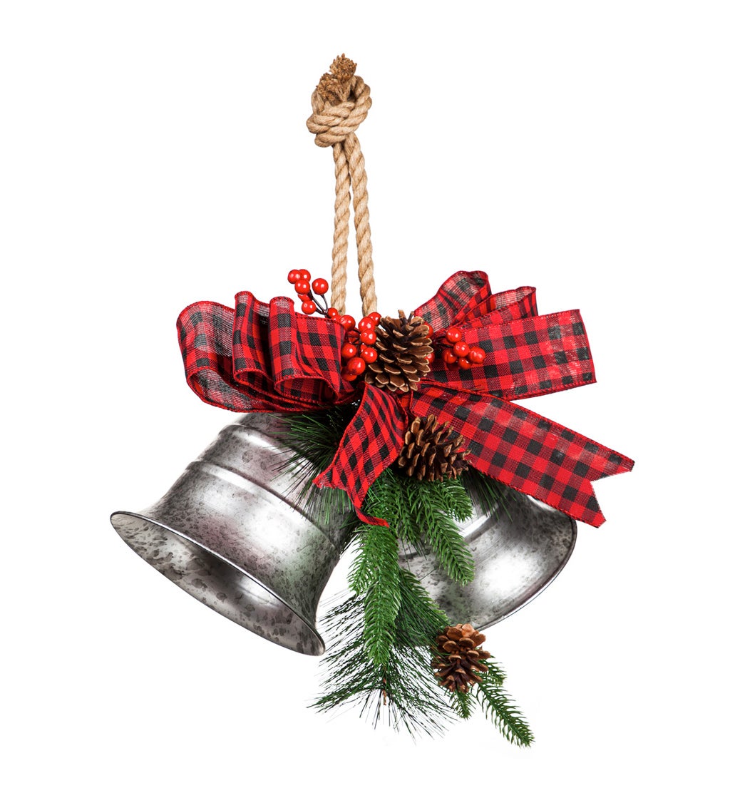 Statement Galvanized Metal Bells with Holiday Artificials