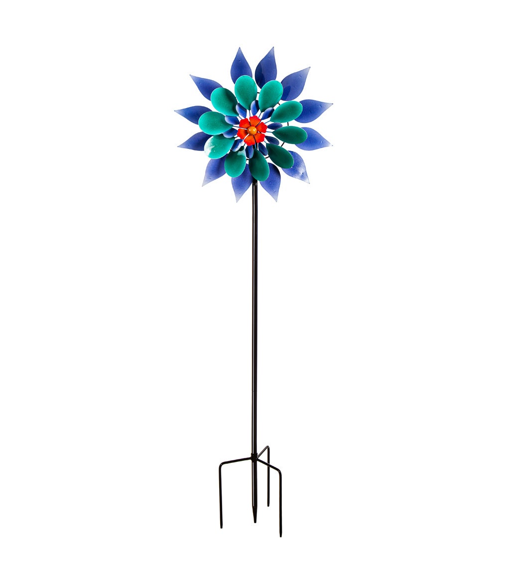 75" Purple and Blue Flower Wind Spinner