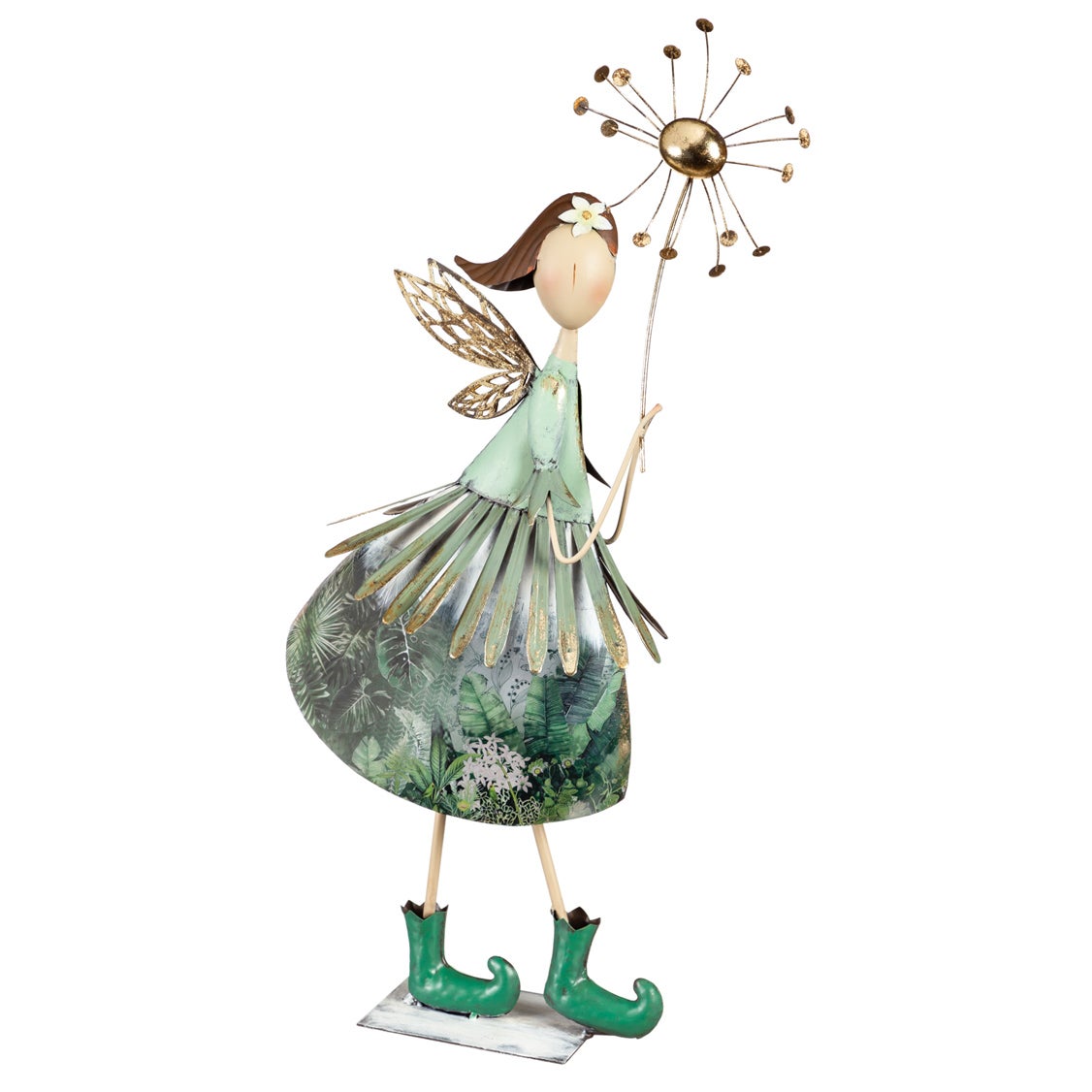 Metal Fairy with Dandelion Garden Statue
