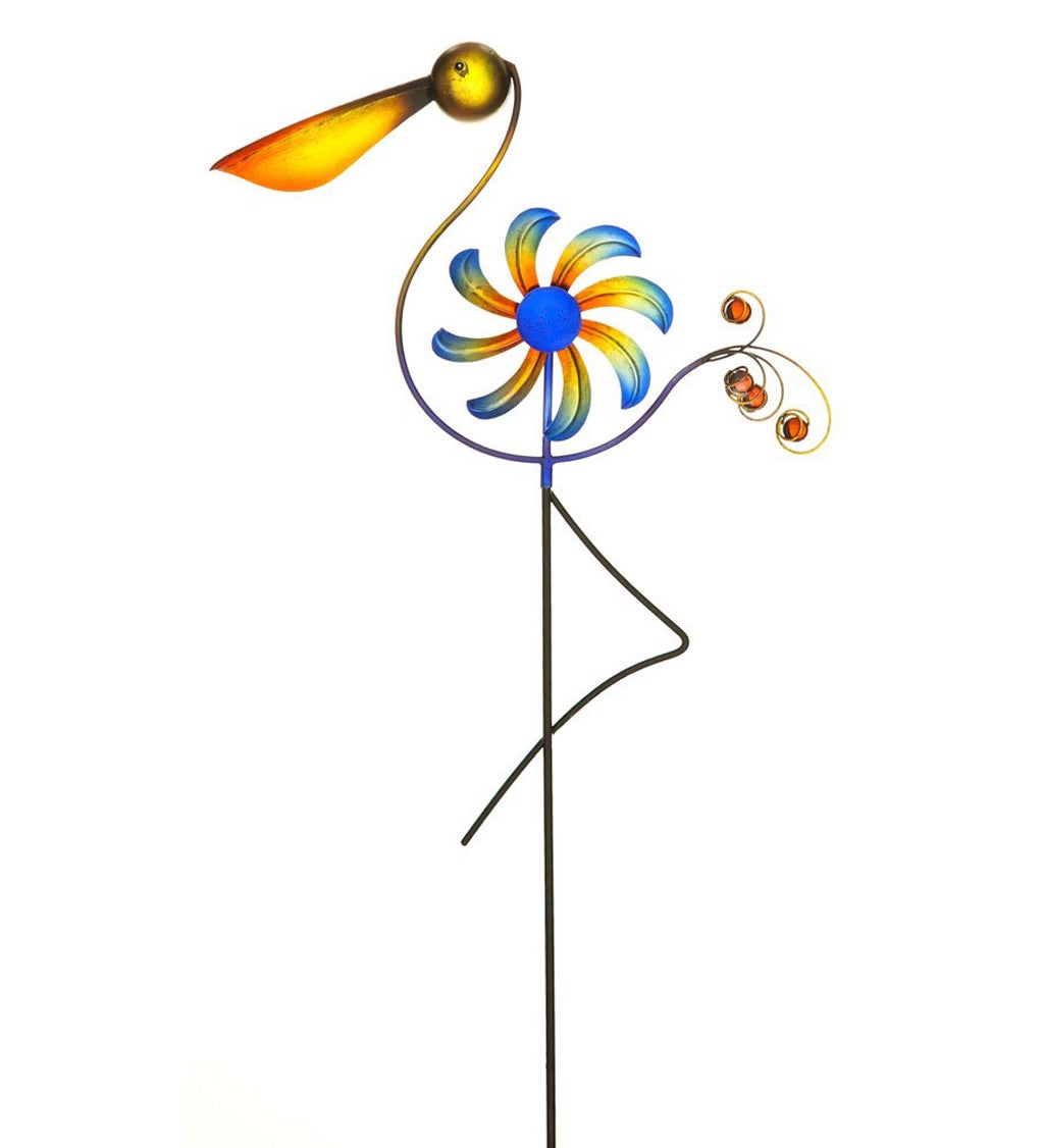 Cheerful Summer Days Pelican Bird Windspinner Garden Stake