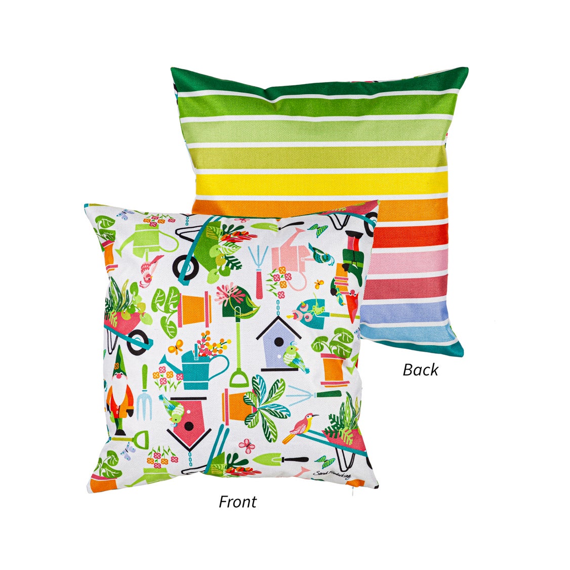 Gardening Gnomes Outdoor Pillow Cover