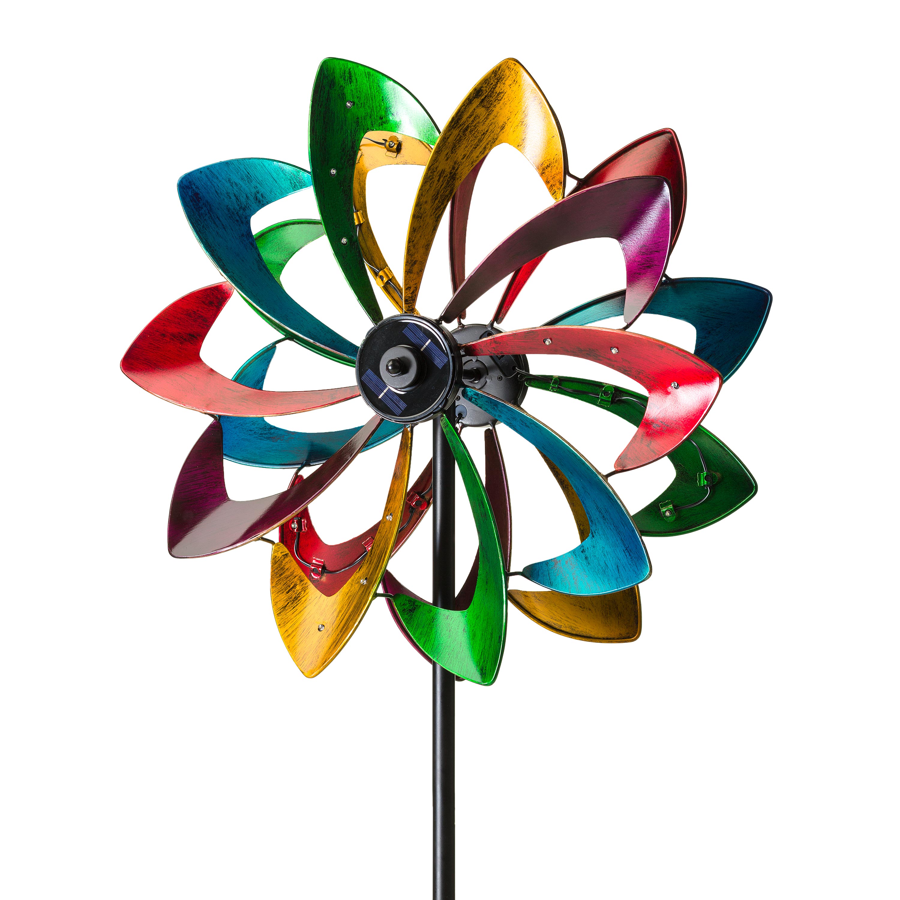 Solar LED Flower Garden Wind Spinner, in Antique