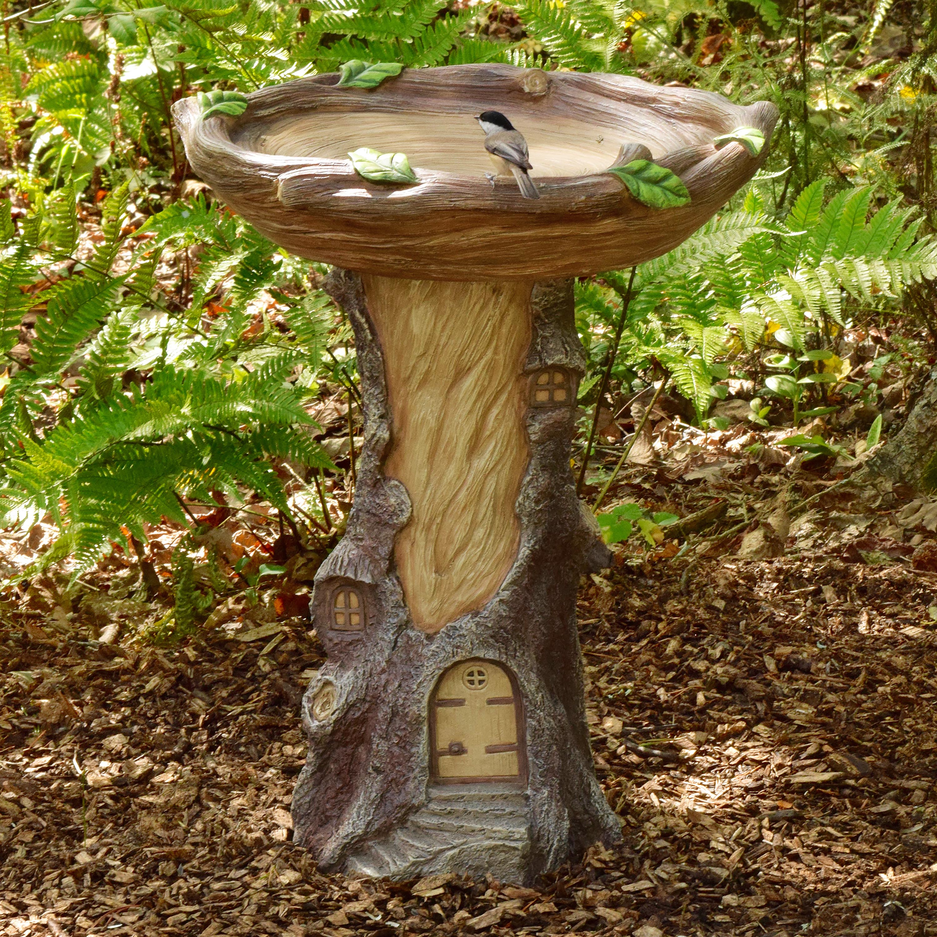 FullSize Handpainted Fairy Garden Bird Bath with Twig