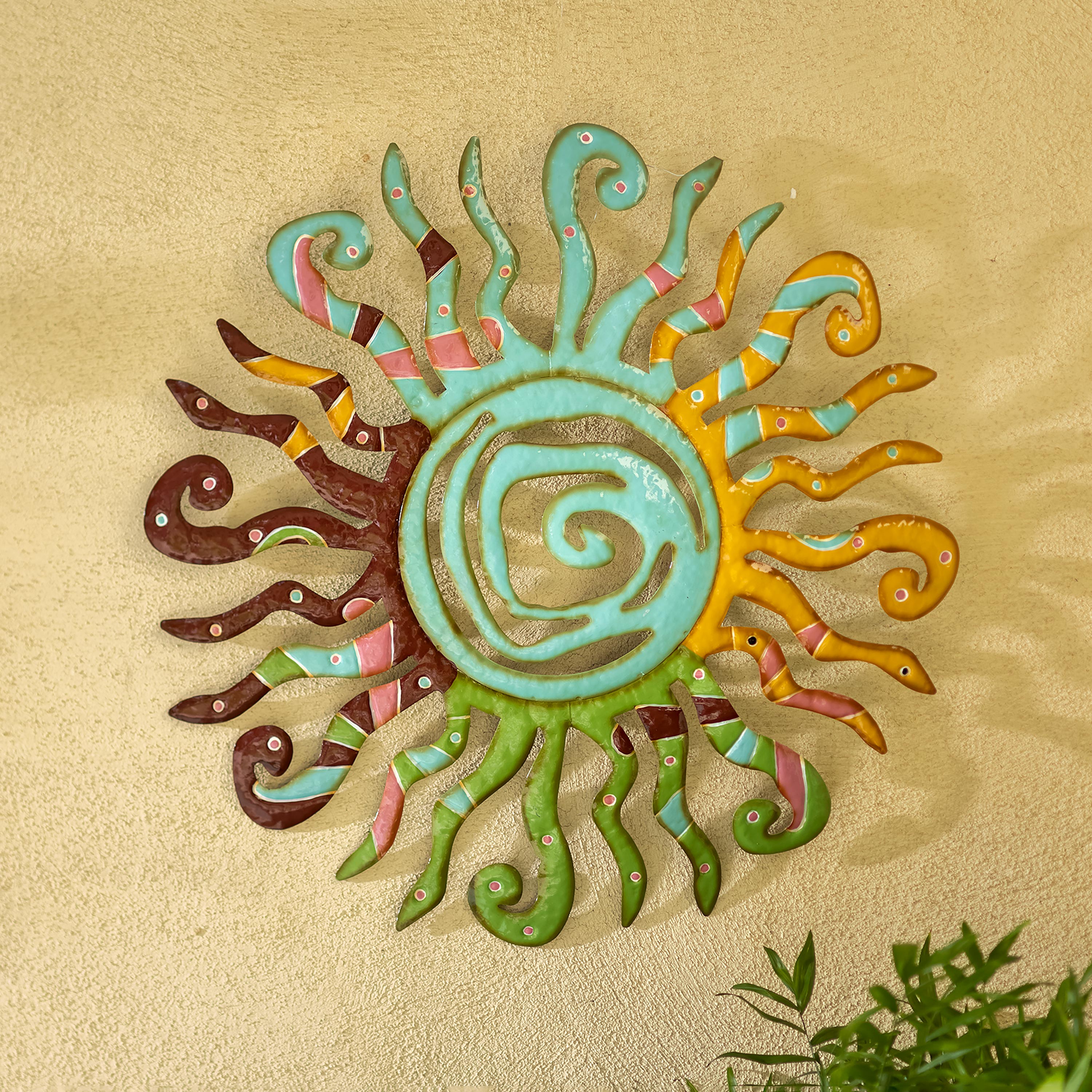 Talavera-Inspired Metal Sun Wall Art