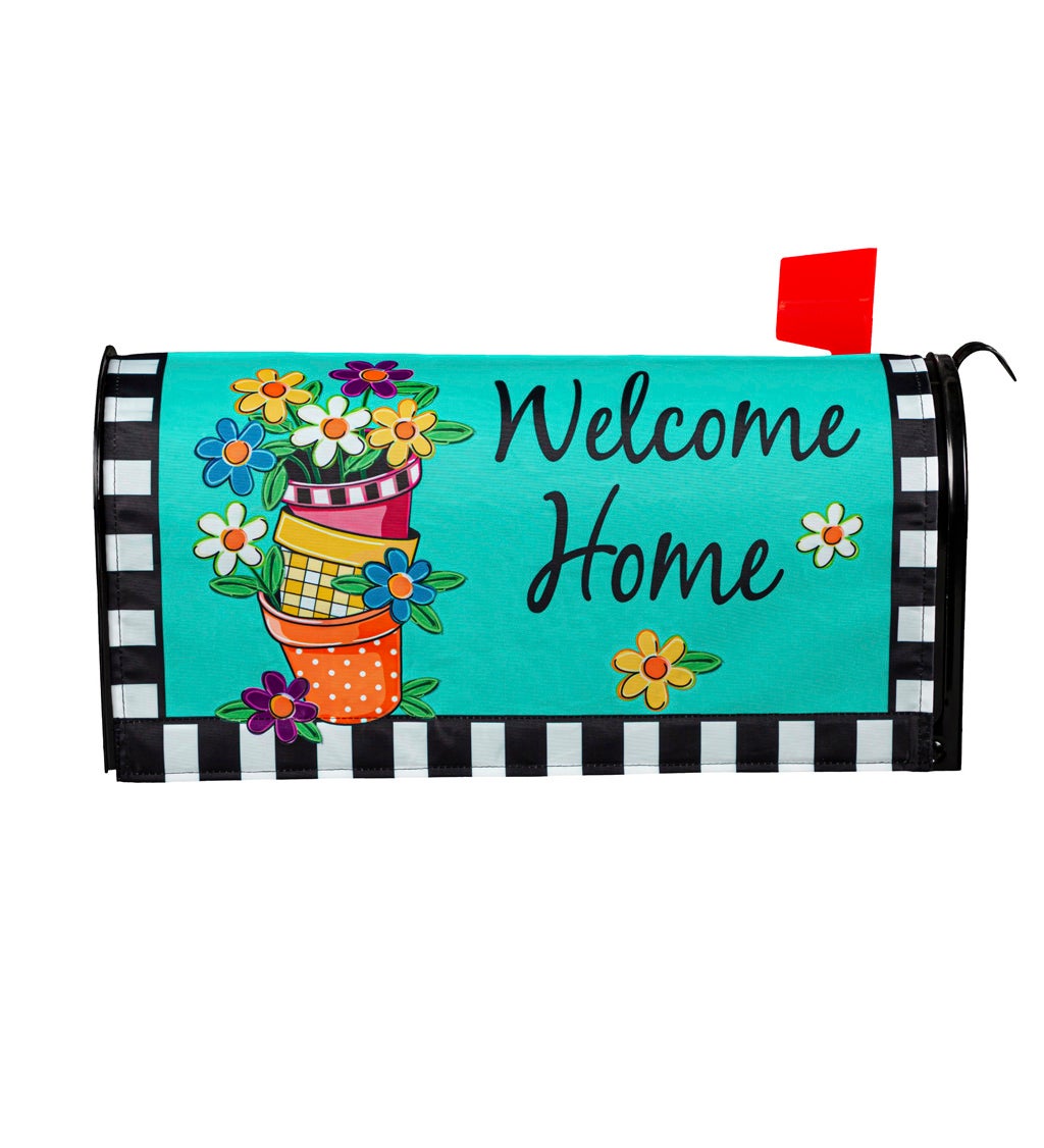 Stacked Spring Flower Pots Mailbox Cover