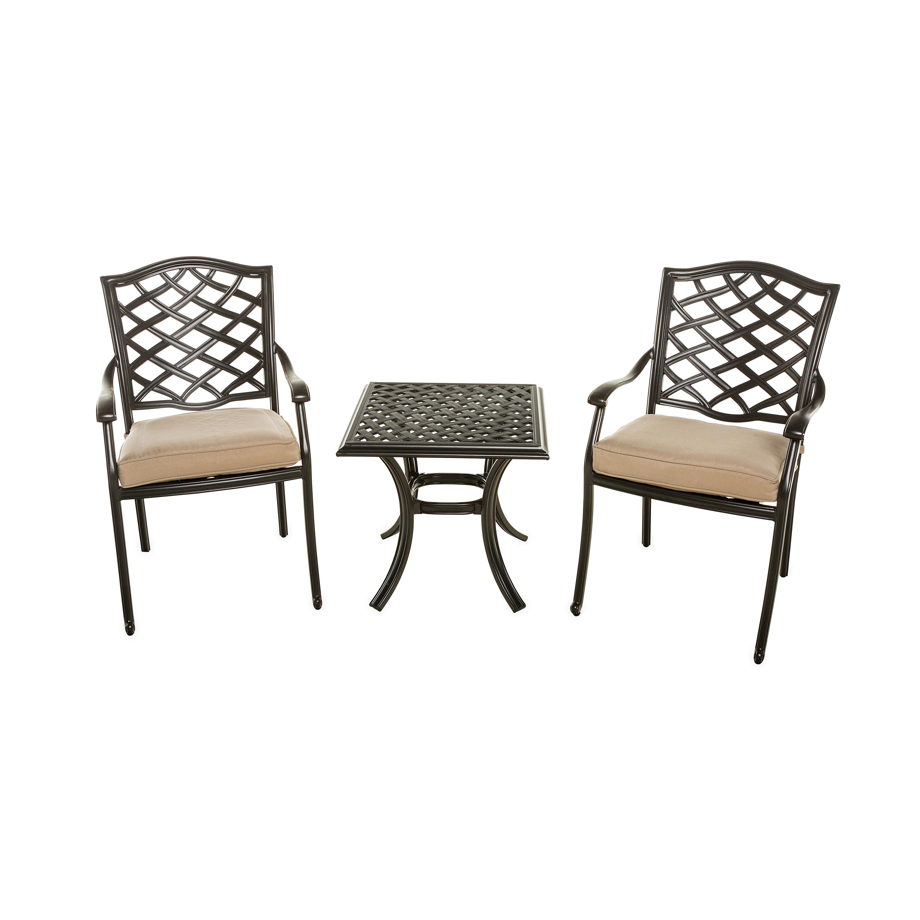 Park Grove Cast Aluminum Outdoor 3-Piece Seating Set with Cushions