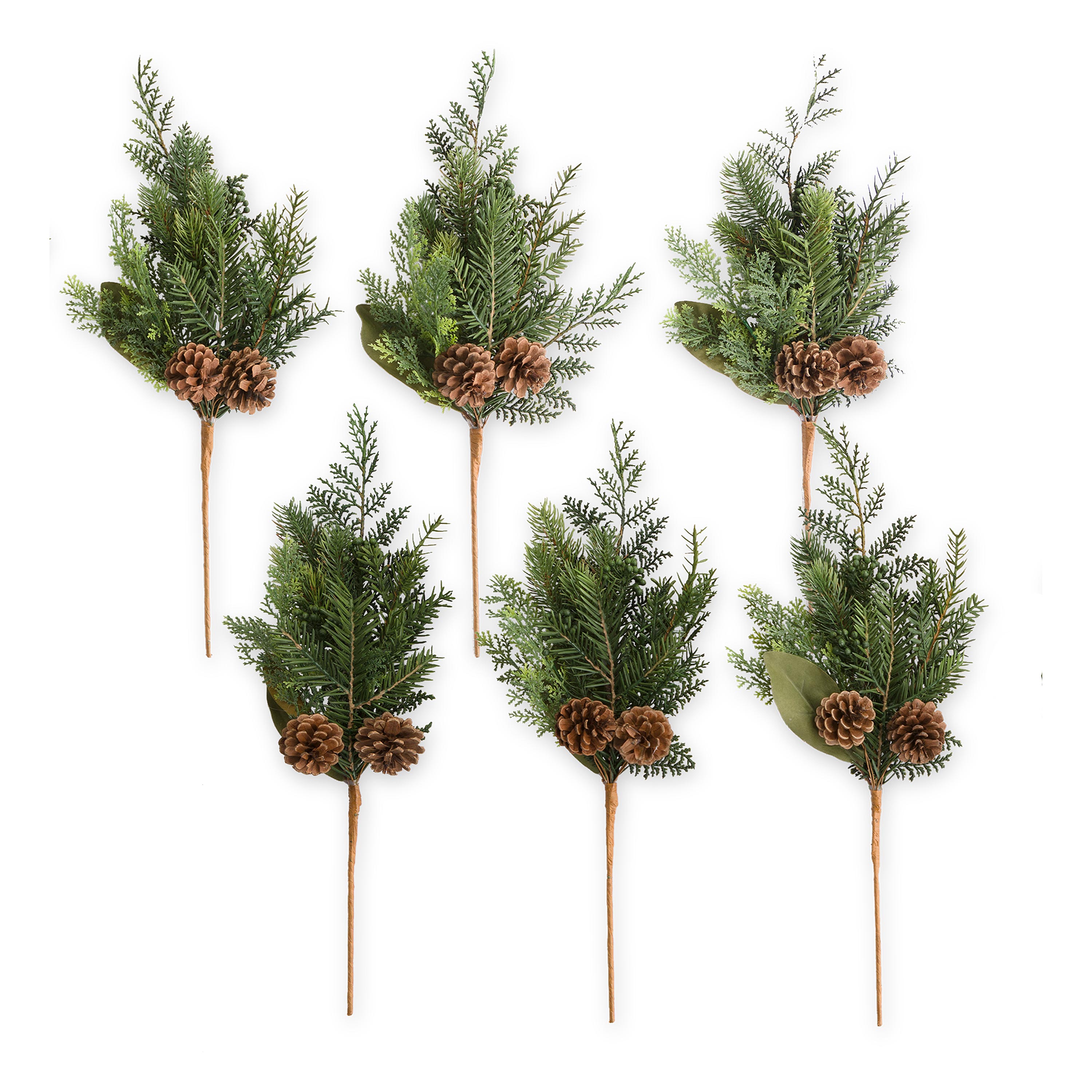 Medium Holiday Mixed Faux Greenery Picks, Set of 6 8718533599497 eBay