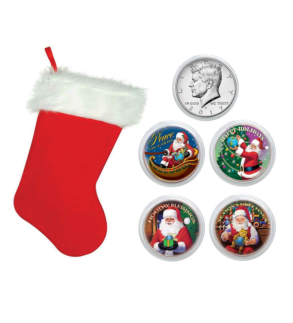Upm Global,llc Santa coin collection in christmas stocking
