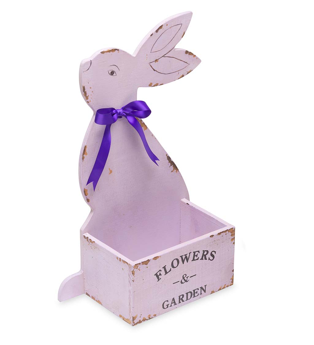 Wooden Bunny Planter