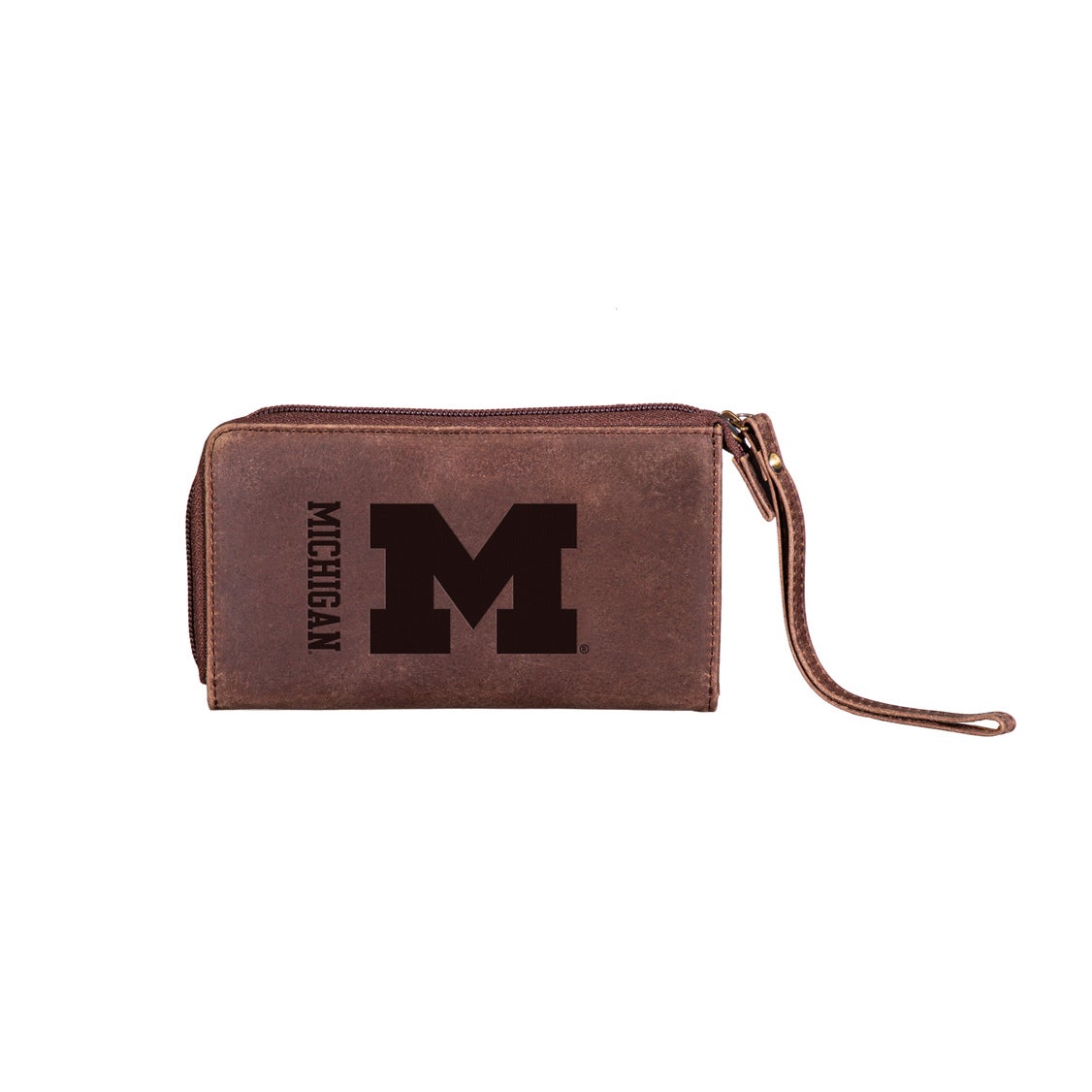 University Of Michigan Brown Wristlet Wallet