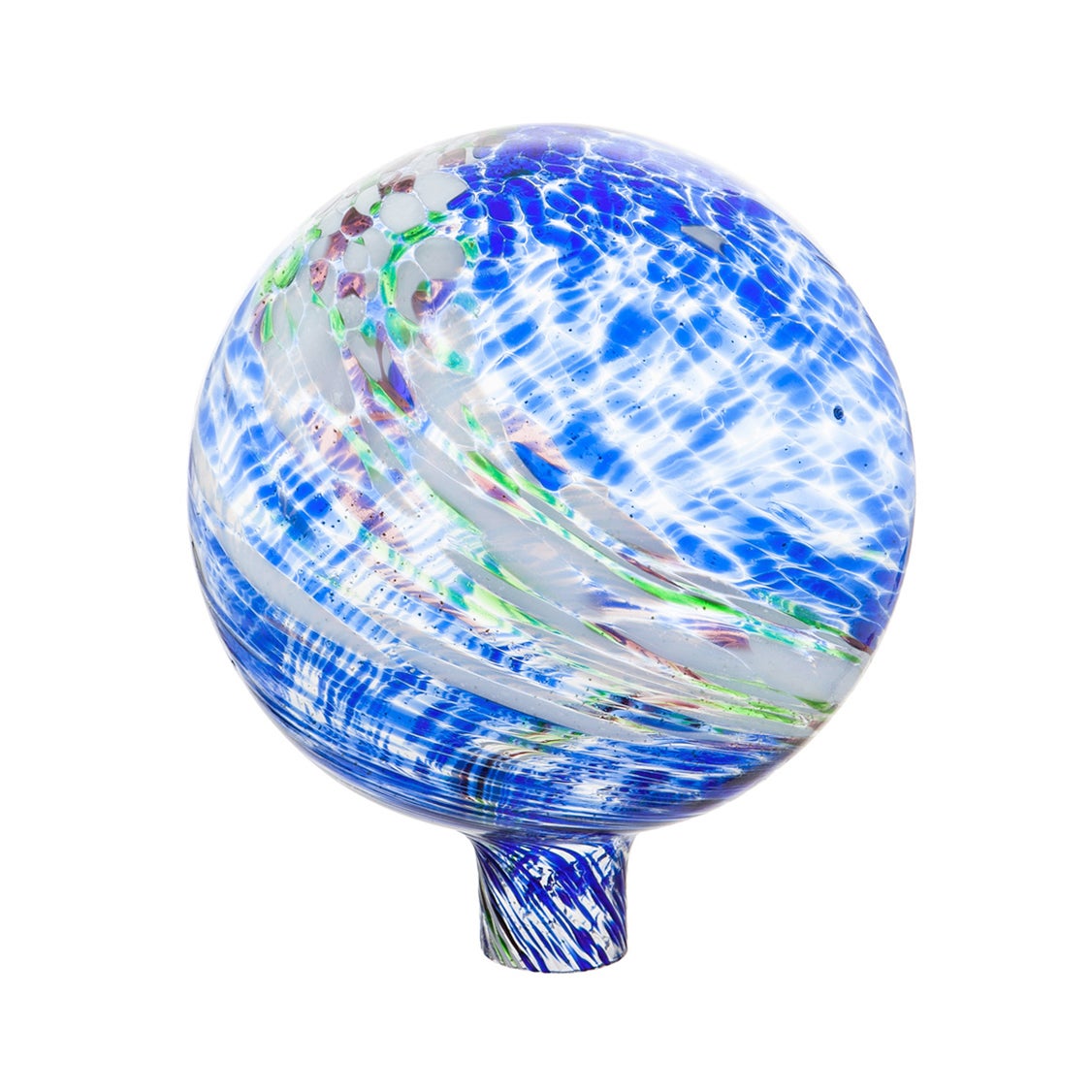 Blue and Green Glow-in-the-Dark Glass Gazing Ball, 10"