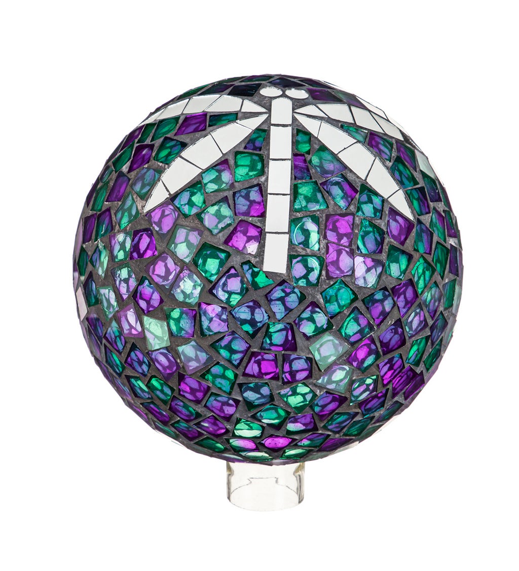 10" Mosaic Glass Gazing Ball, Dragonfly