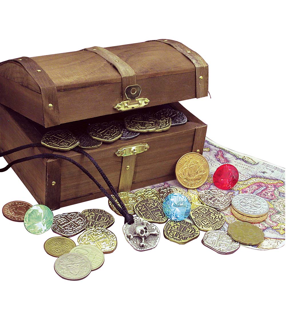 Kids Treasure Chest with Replica Pirate Coins