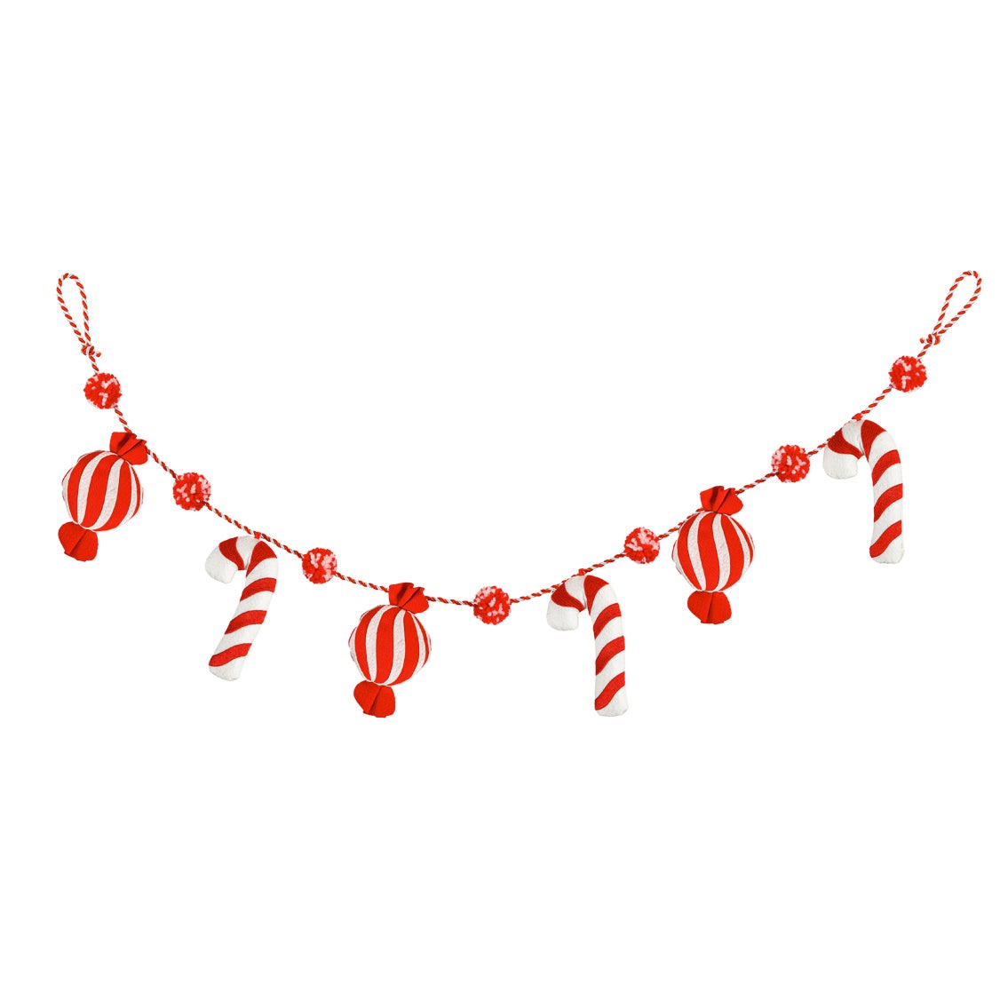 42" Fabric Candy Cane and Peppermint Garland