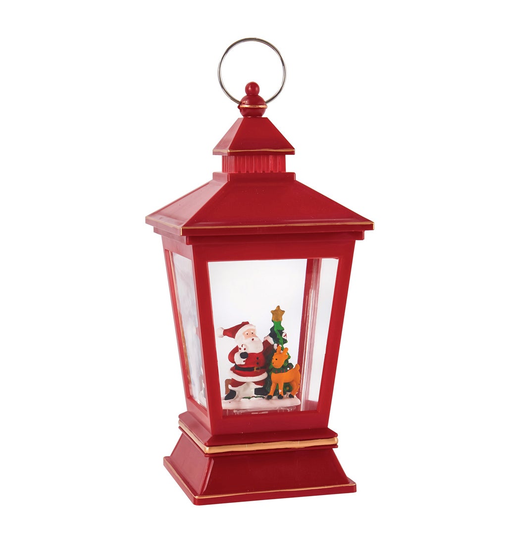 LED Musical Red Water Lantern with Holiday Scene