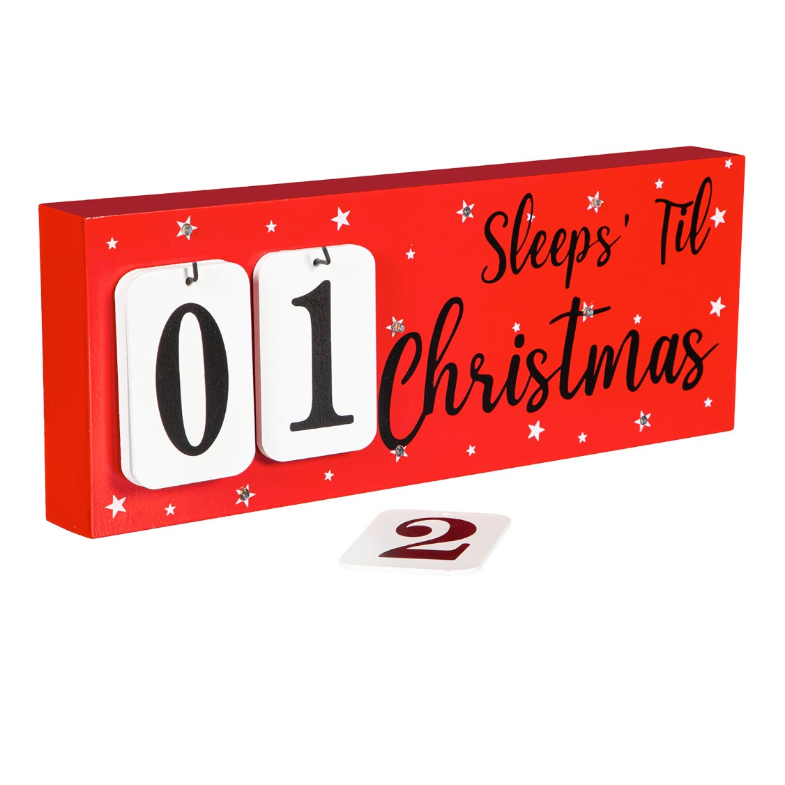15.75" LED Wood Christmas Countdown Tabletop Sign