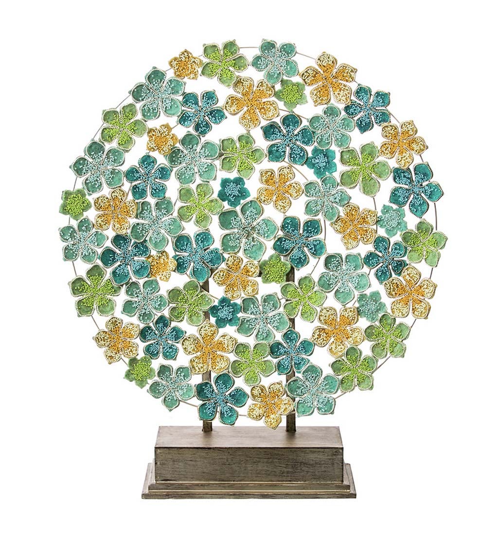 Metal Beaded Flower Easel on Stand