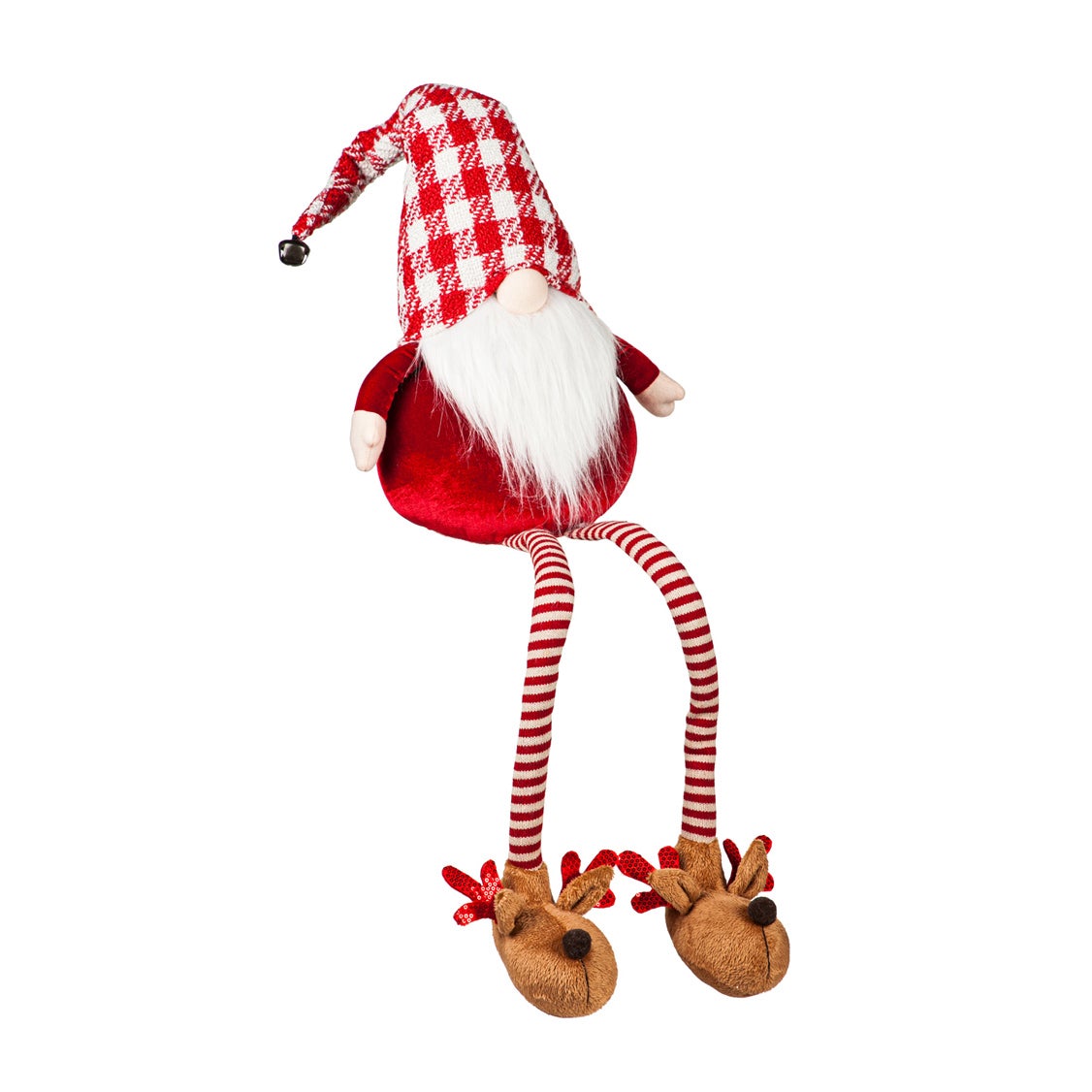 Holiday Gnome with Reindeer Slippers and Dangling Legs