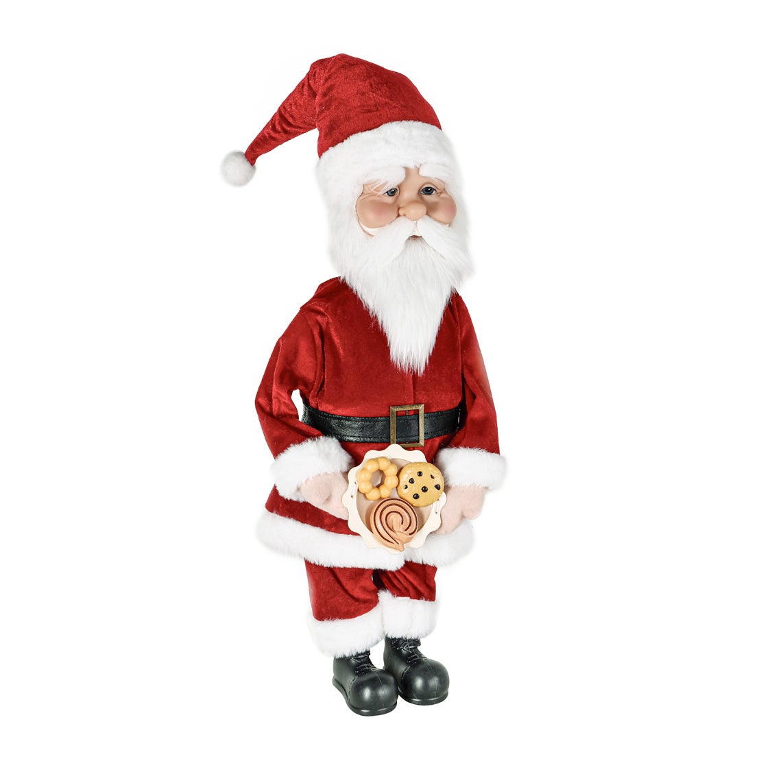 33" Fabric Santa Claus with Plate of Cookies