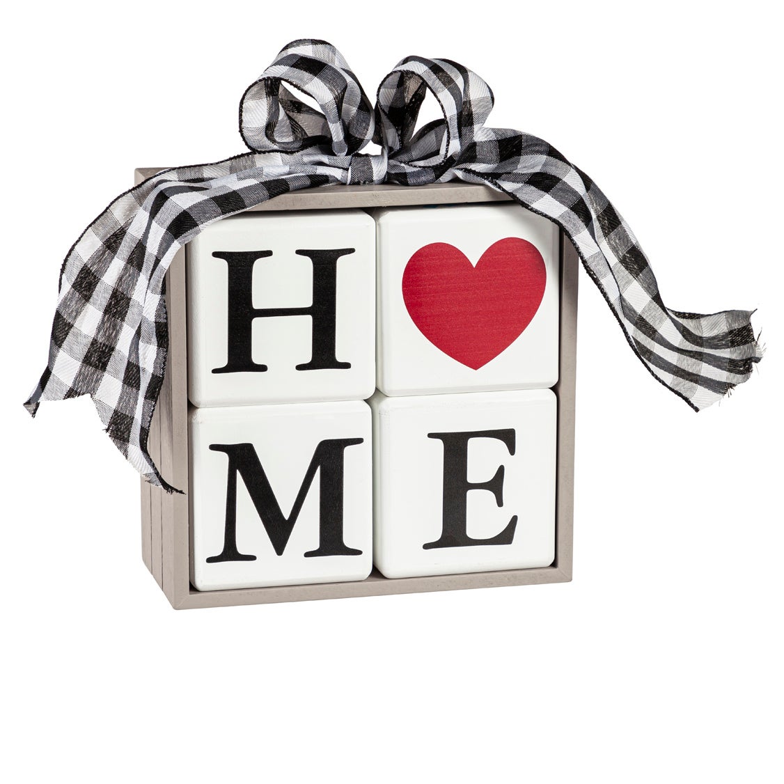 Reversible Wood Block Set with Interchangeable Icons Table Decor, "HOME/LOVE"