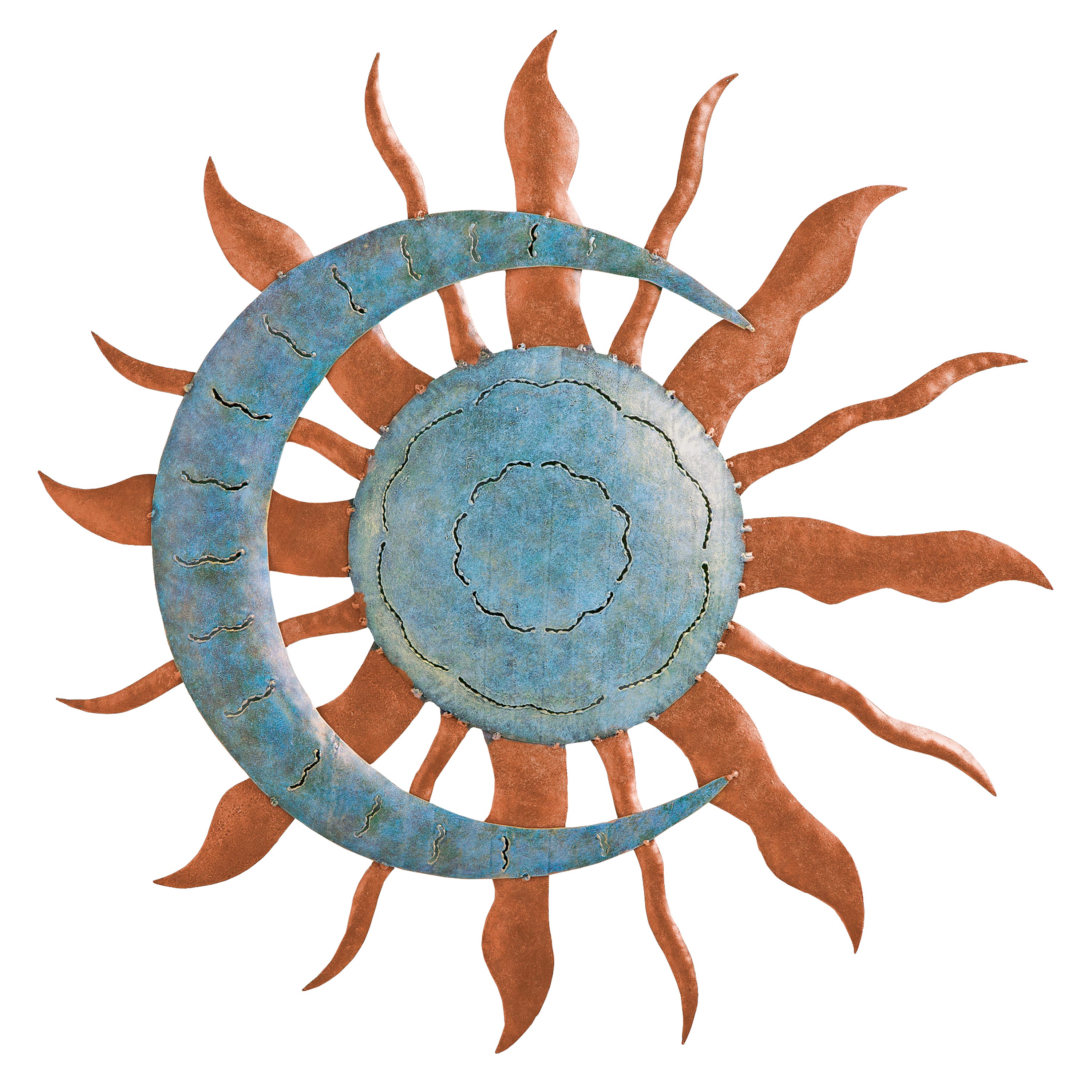 Details About Recycled Metal Moon And Sun Wall Art
