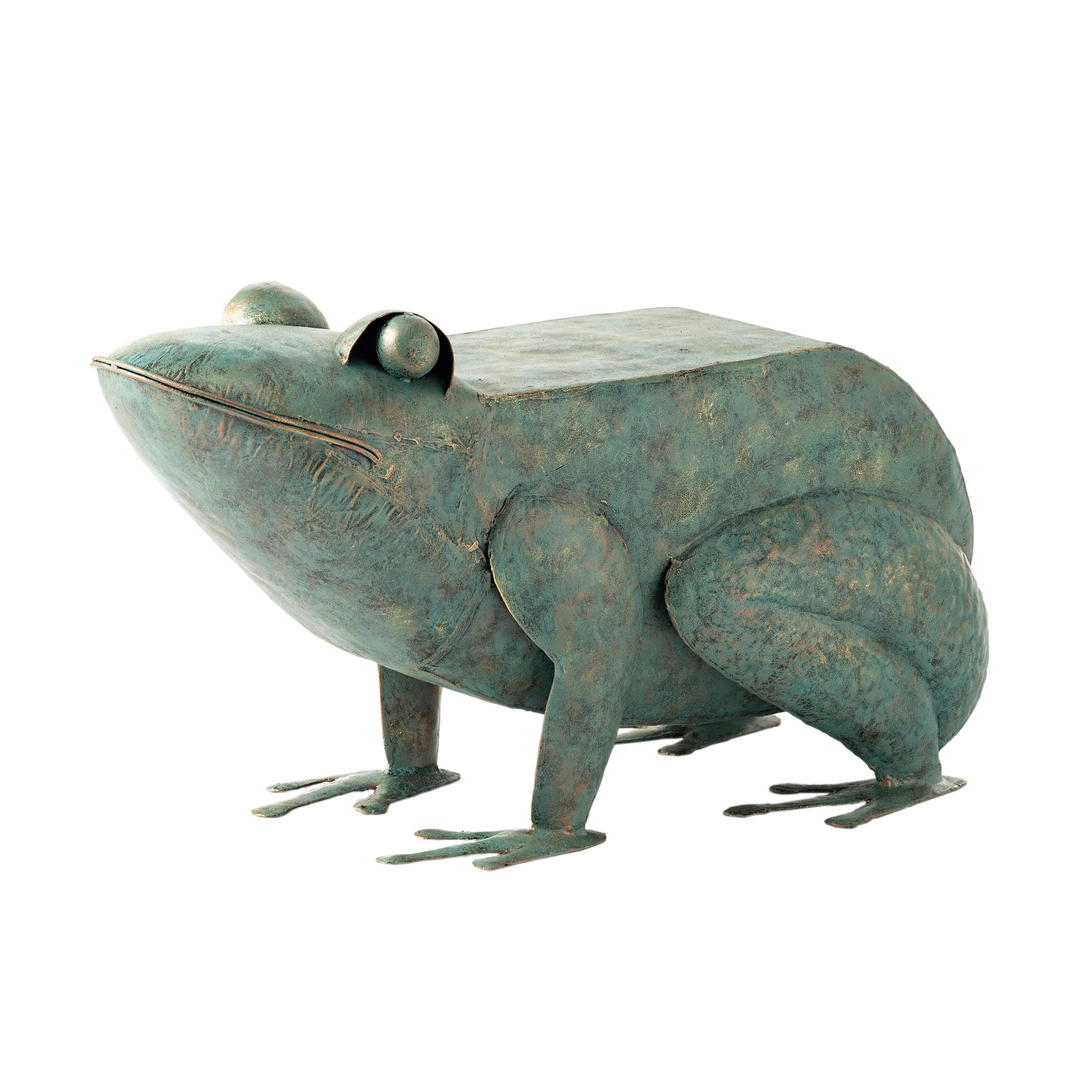Handmade Painted Metal Frog Side Table